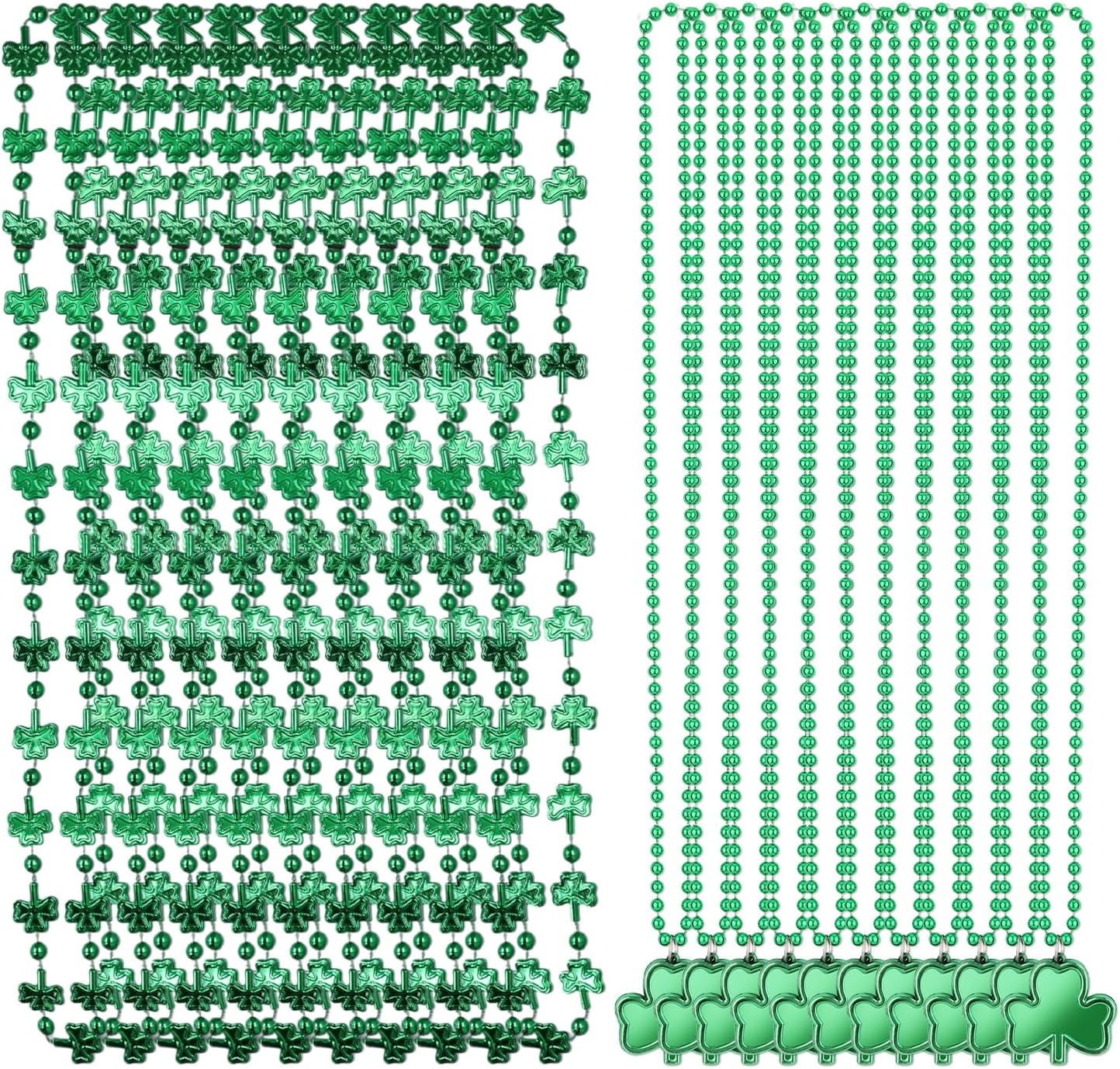 20pcs St. Patrick's Day Shamrock Beads Necklaces, Irish Necklace Beads Green Clover Pendant Necklace St Patrick's Day Necklaces Party Favors for St. Patrick Party Costume Jewelry Decoration