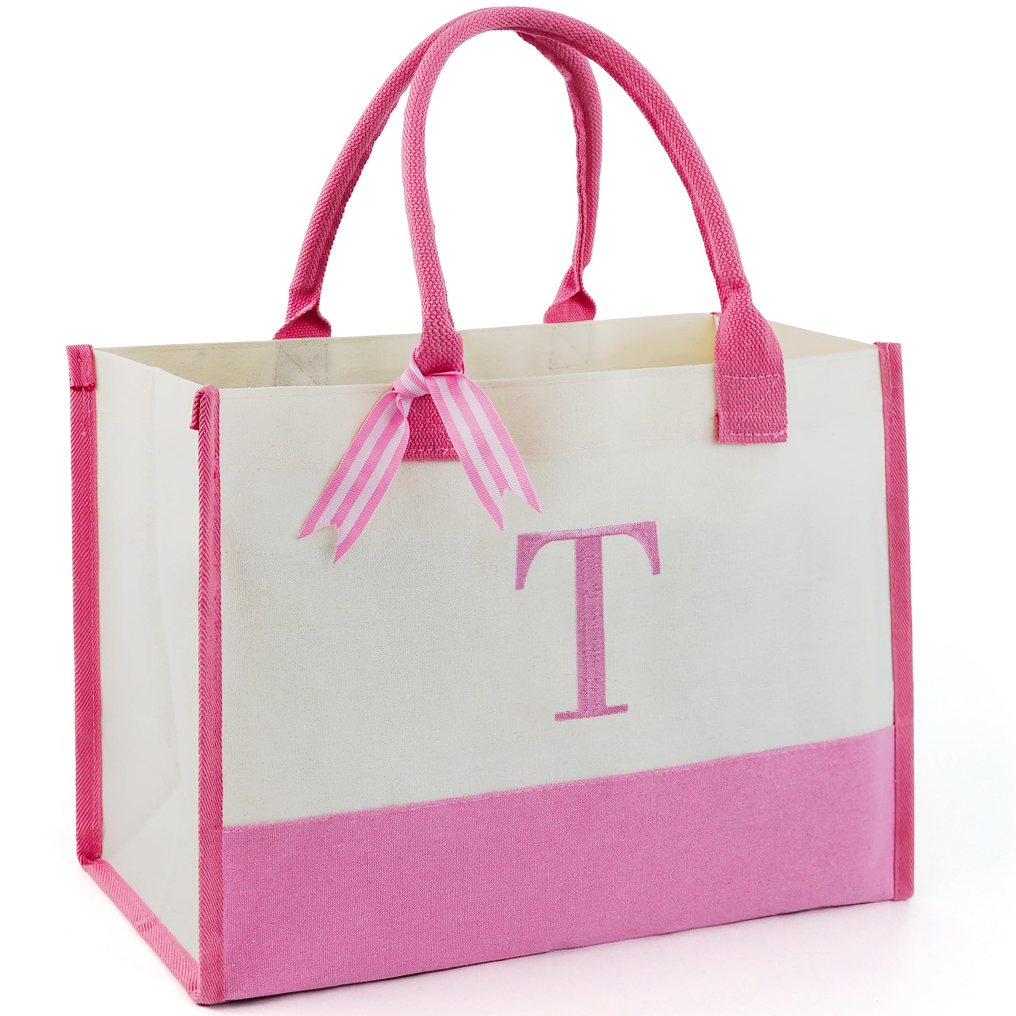 BeeGreenBirthday Gifts For Women Friendship Sister Mom Her Bridesmaid Teacher Gift Thank You Gifts For Coworkers Hostess Tote Bags For Womens Initial Retirement Gift For Woman Embroidery Pink T