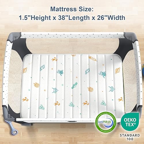 Miniatura 3 de Moonlight Family - Colchón silencioso Pack n Play, 38 x 26 pulgadas, colchón portátil de 38 x 26 pulgadas, colchón de corral inodoro y estable, solo