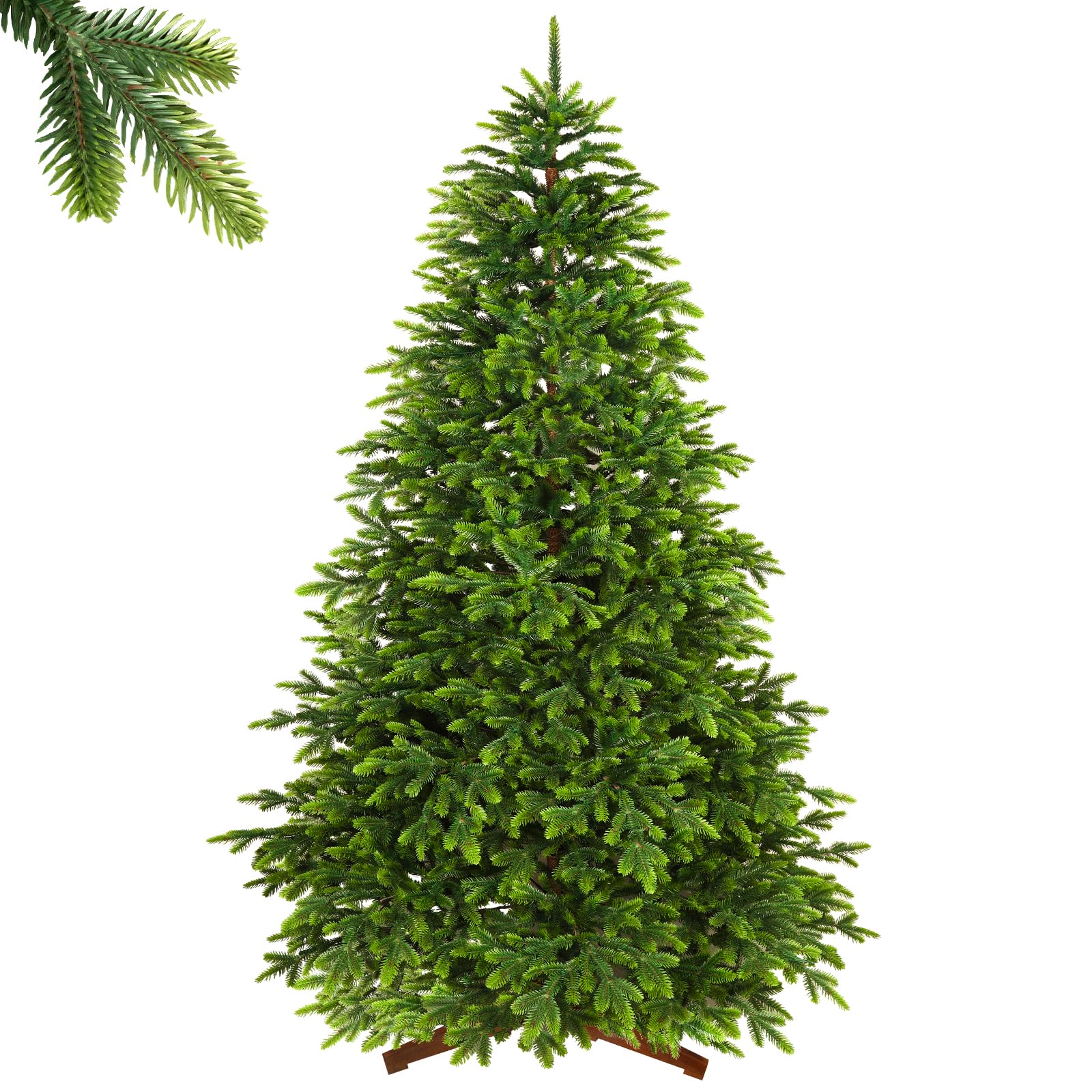 SHareconn Künstlicher Weihnachtsbaum 195cm - [100% Spritzguss],4066 Spitzen,Naturgetreu, dichte Zweige, Weihnachtsbaum künstlich mit Holzständer,schneller Aufbau, wiederverwendbar
