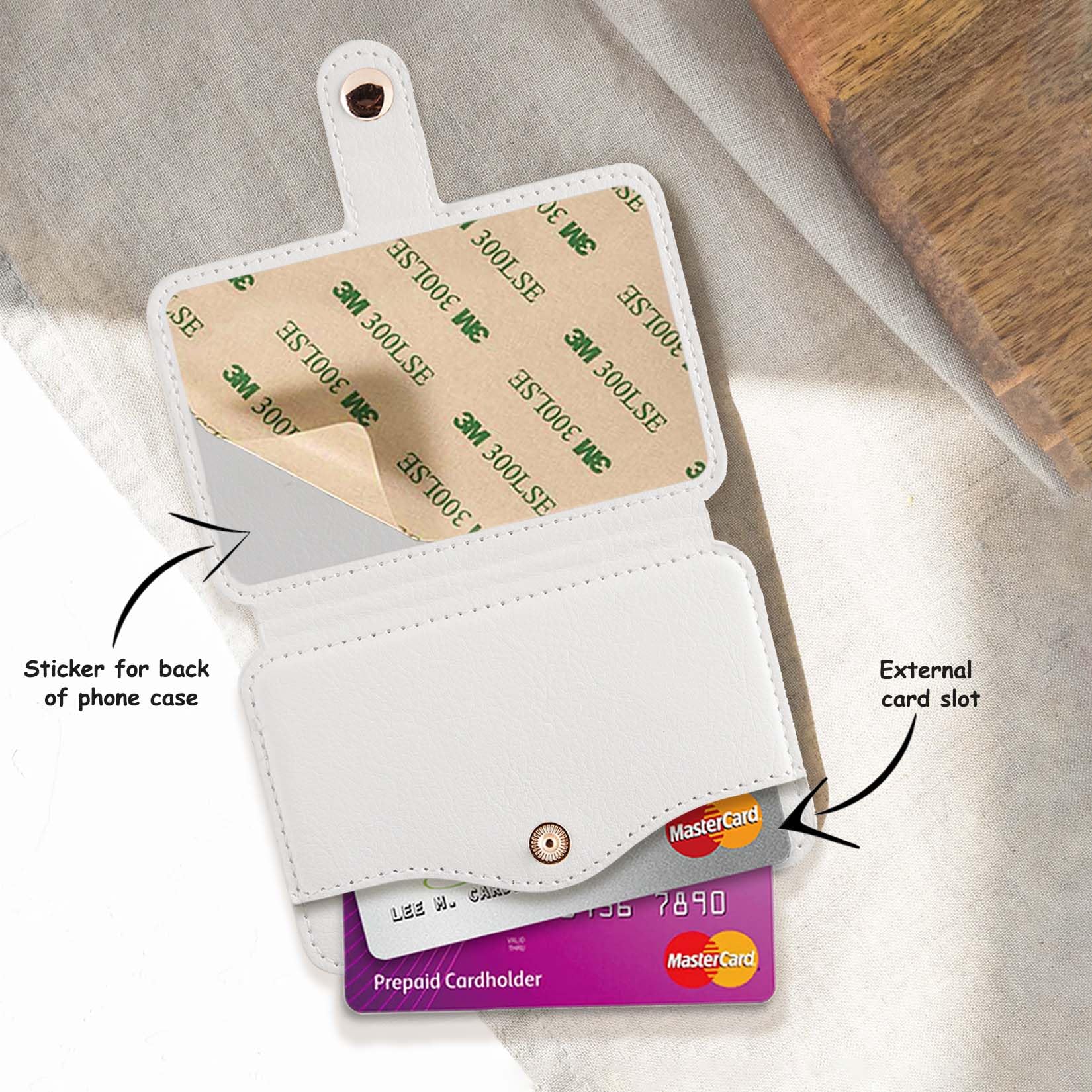 M-Plateau Nueva cartera adhesiva para la parte posterior del teléfono, soporte para tarjetas de crédito adhesivo 3M para teléfono celular. Para iPhone 12 y iPhone 12 Pro de 6.1 pulgadas/One Plus 8T