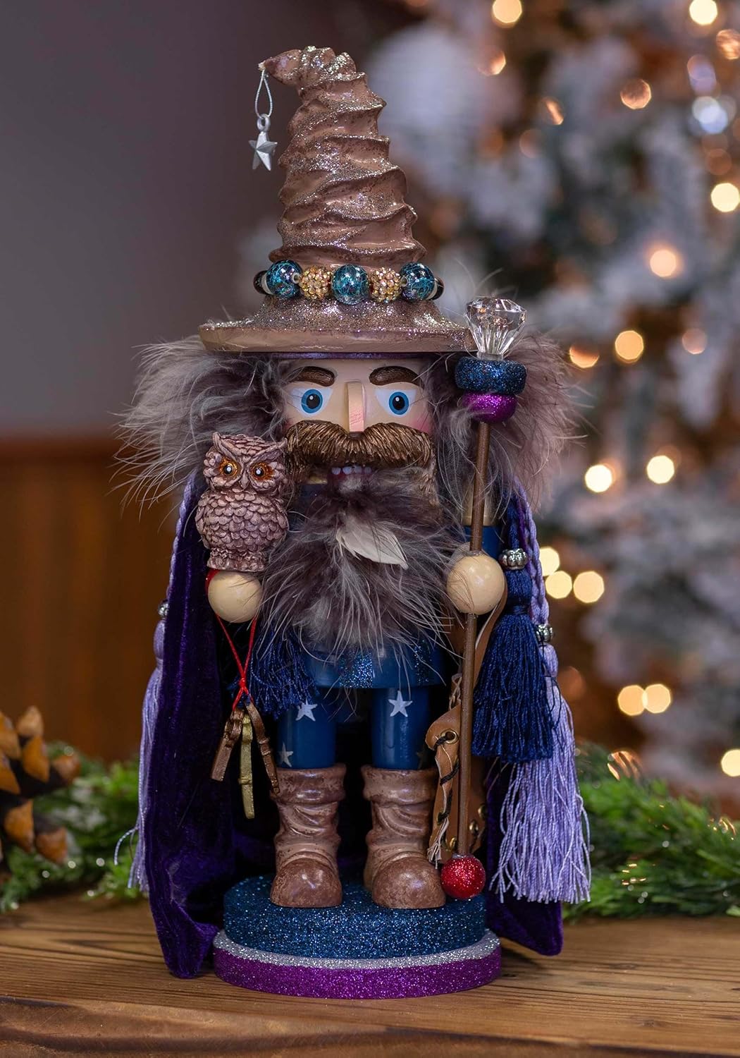 Kurt Adler 15" Hollywood Wizard Nutcracker with Owl