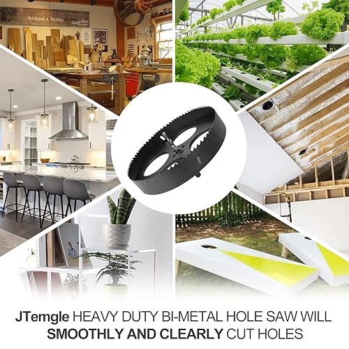 Miniatura 7 de Sierra perforadora de 9-14 pulgadas con eje hexagonal de 12 pulgadas, sierra de agujero bimetálica resistente para tableros de cornhole, luces