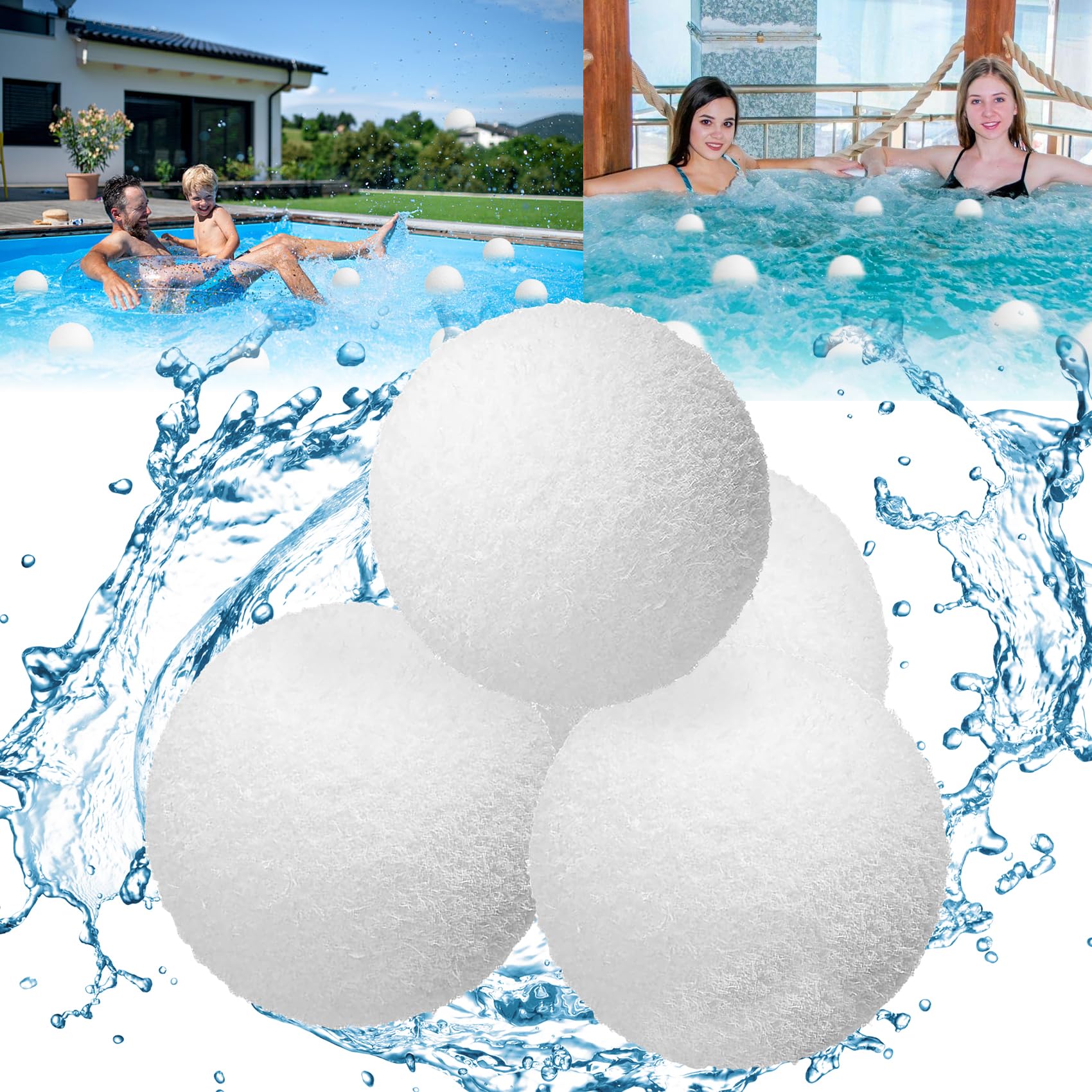 Lytoybe 4 Pcs/Set Hot Tub Scum Absorber Eliminating Balls,Scum Balls,Oil Absorbing Sponge Ball,Reusable Swimming Pool Filter Sponge Ball for Hot Tub and Pool Maintenance-500 (XL)