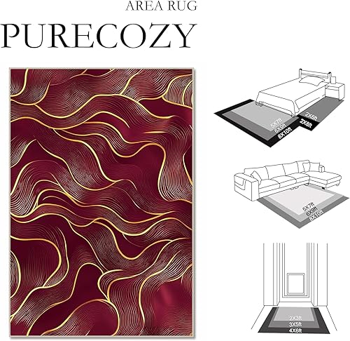 Miniatura 4 de Alfombra moderna de 8 x 10 pies para sala de estar, interior, lavable a máquina, abstracta para dormitorio, ultra suave, comedor, alfombra grande
