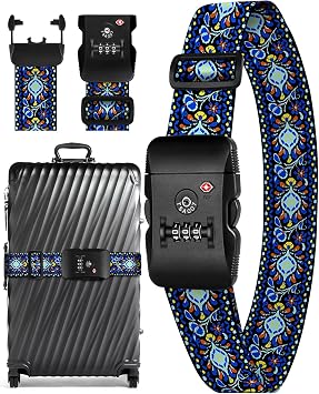 Slohif Luggage Straps TSA Lock for Suitcases - Travel Belt TSA Approved Accessories Luggage Identifiers Carry On Bag with Buckle Nylon Adjustable Band for Add a Bag Bird