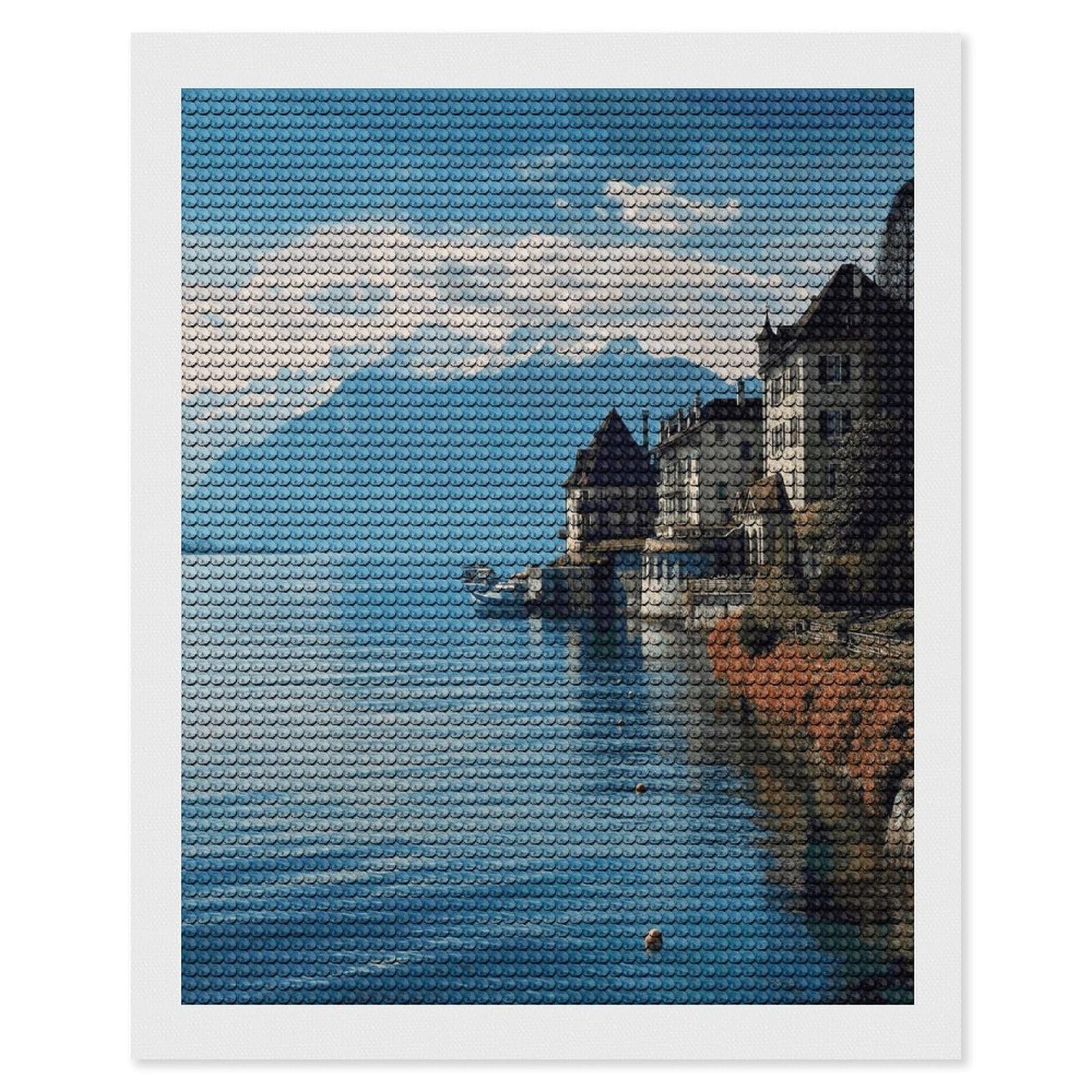 JTREHY Lake Geneva Switzerland Diamond Art Kits Personalized DIY Round Diamond Painting Kits for Beginner Full Drill Diamonds Dots Paintings for Adults Gem Art Crafts Home Decor