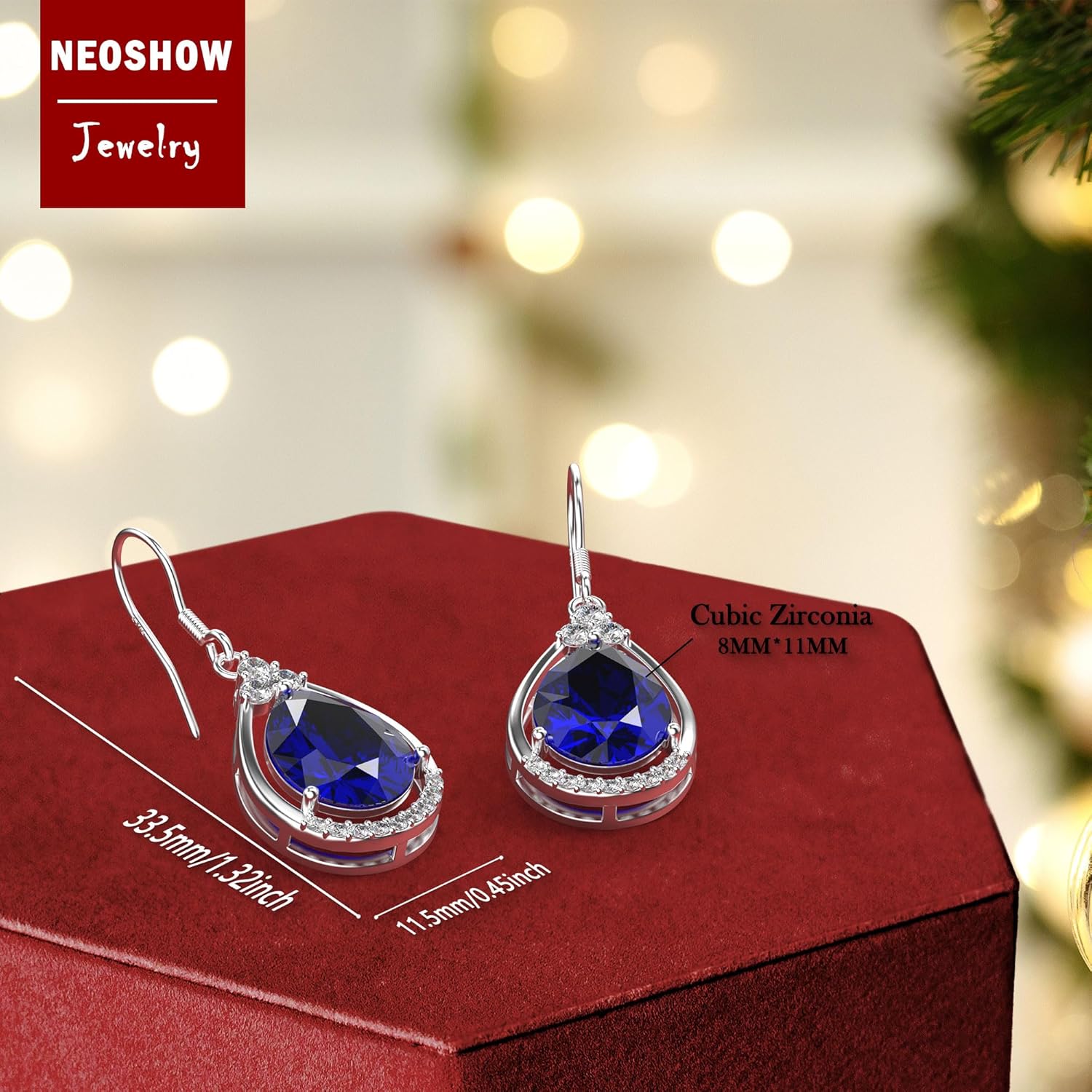 18K White Gold Plated Sterling Silver Teardrop Cubic Zirconia Drop Dangle Earrings for Women Pear Cut CZ Diamond Dangle Earrings Hypoallergenic Jewelry - Image 3