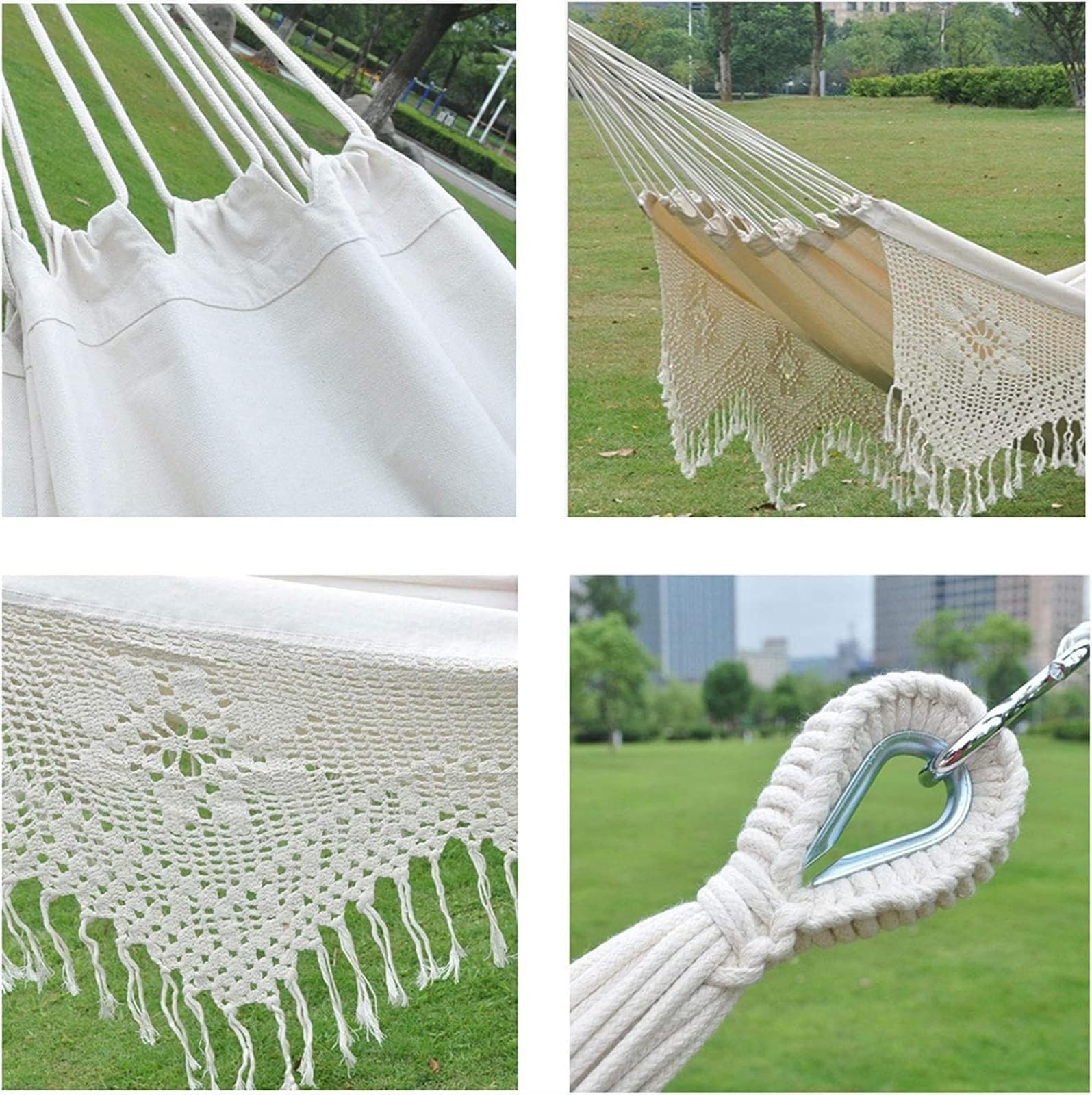 Hamak Ultralekki, Hammock Hamak Boho Macrame 240x160 Cm Z Eleganckimi Frędzlami Na Patio, Podwórko, Dekoracje Ślubne Plaży W Pomieszczeniach na Kemping, na Zewnątrz