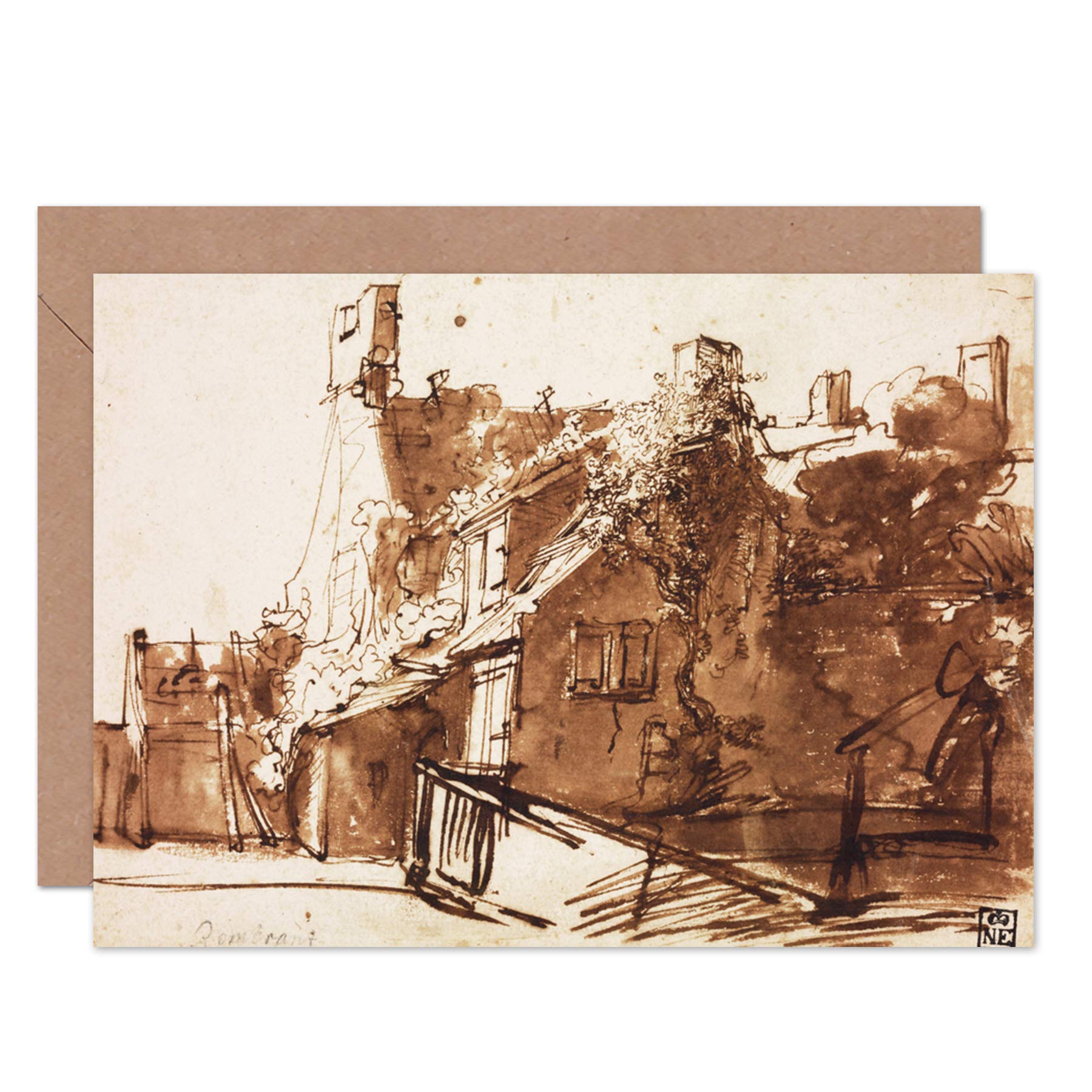 Artery8 Rembrandt Dutch Farmhouse Sunlight Blank Art Card