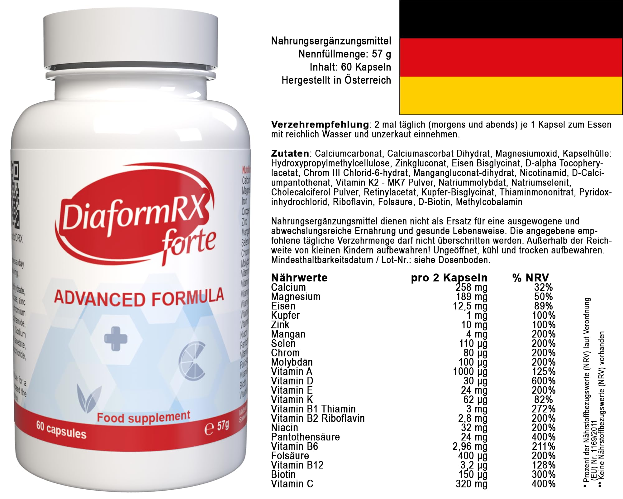 Diaform RX Forte – 180 capsule (3 x 60 capsule), confezione da 3