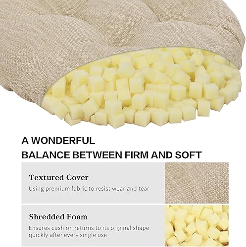 Miniatura 5 de baibu Juego de 2 fundas redondas para taburetes de bar súper suaves, redondas, 2 cojines solo (beige, 14 pulgadas)