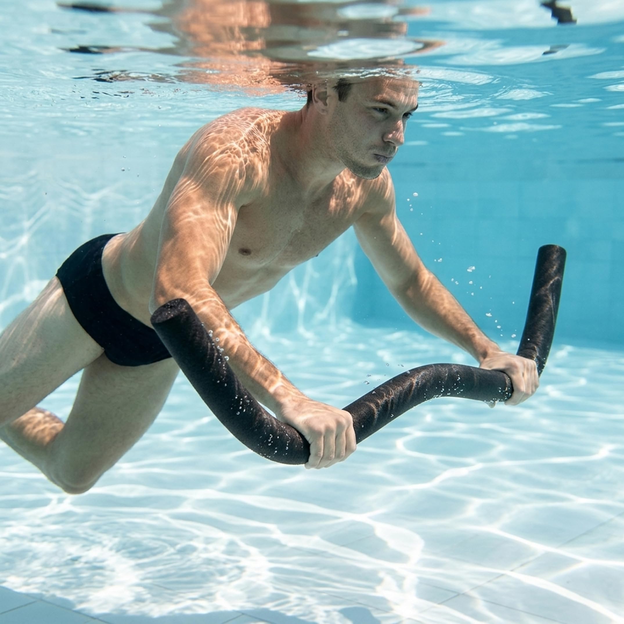 6 Fideos para Piscina a Granel Flotador de natación de Espuma de PE Hueco de 59 Pulgadas Antideslizante Amortiguador Negro