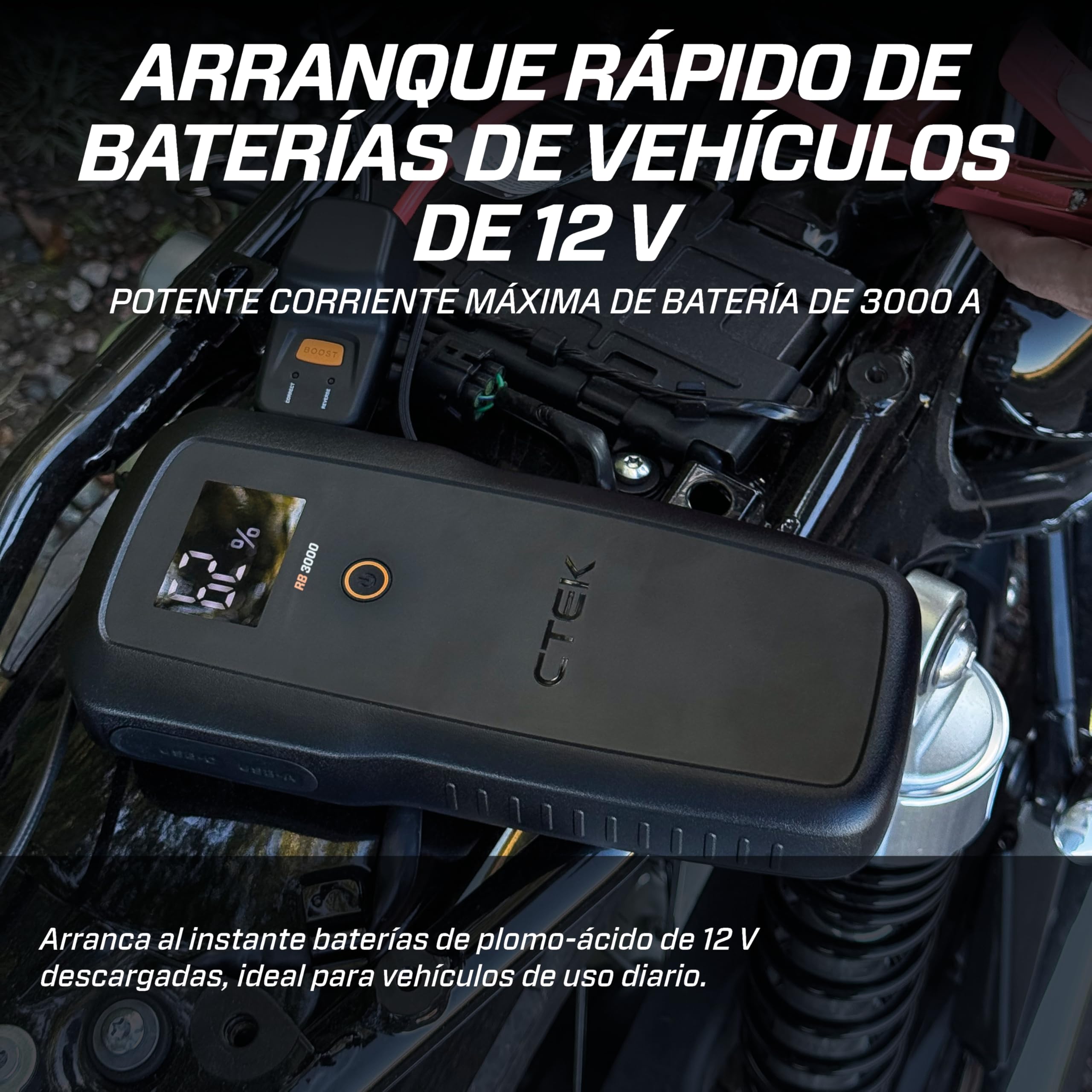 CTEK RB 3000 Arrancador Portátil – Corriente Máxima de Batería 3000A, Booster para Baterías de 12V en Vehículos Diésel y Gasolina