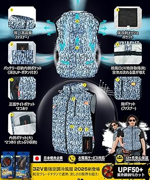 最強冷風服　ファン付きベスト2.8H急速満充電　男女兼用IP45防水　新品未開封 Amazon.co.jp: 【2025最強爆風 32V超高出力 体感-15℃】 空調冷風