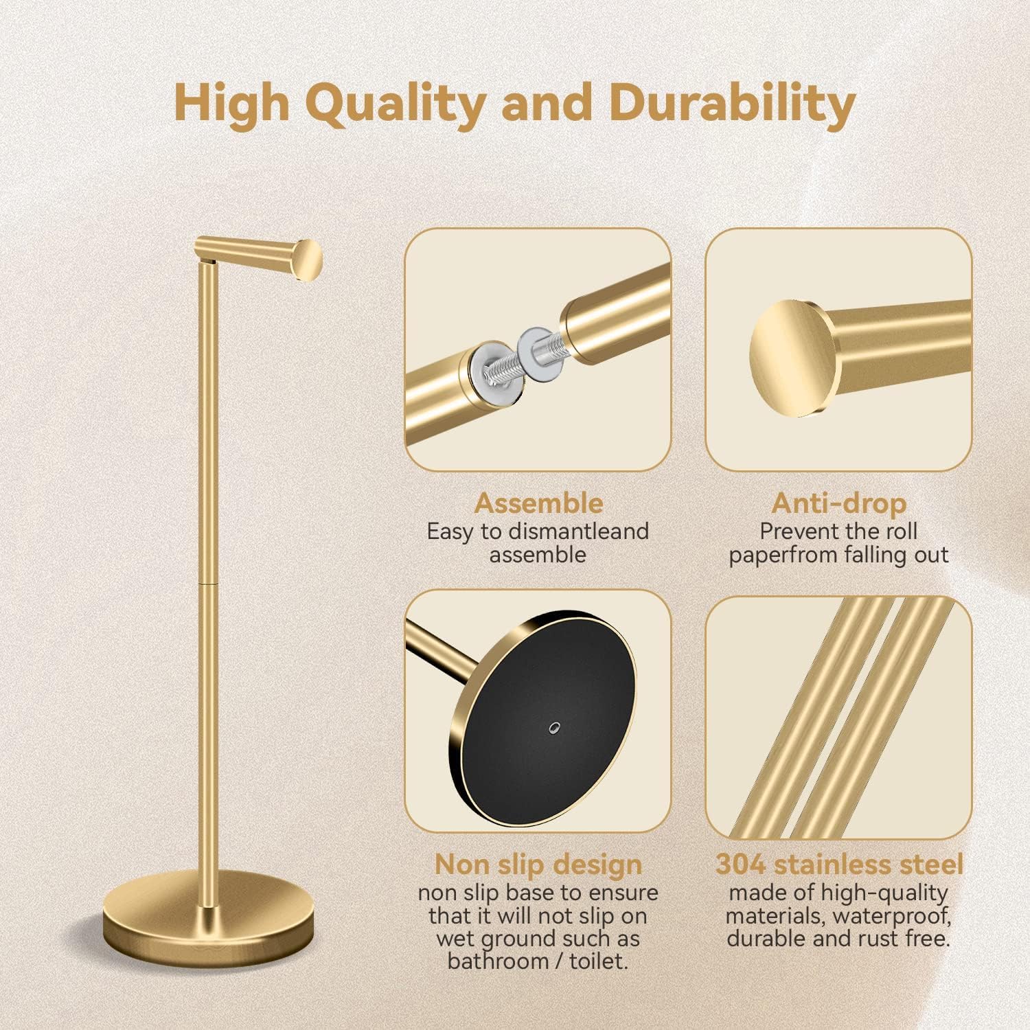 22 Inch Freestanding Toilet Paper Stand, Heavy Duty with 3-4 Roll Reserve — Amazon image 3