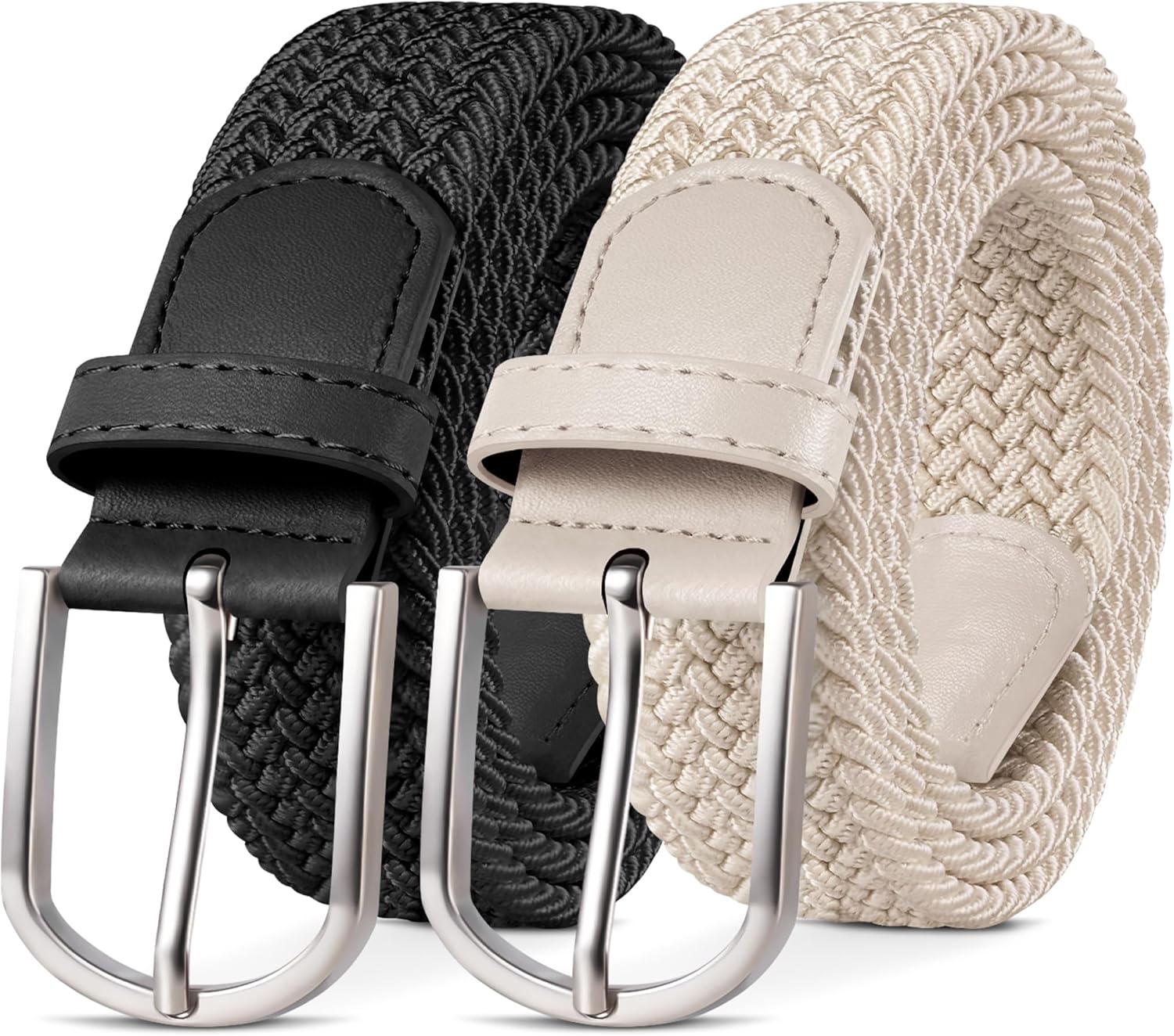 Mango Man elastische gevlochten riem lichtbruin