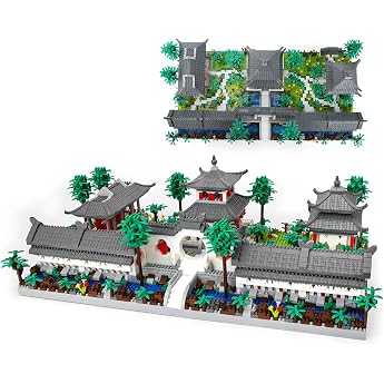 4222 TLG. Mini Bausteinset Chinesische Suzhou Garten - Vorgarten Mikro Architektur Botanical Collection Baukasten mit LED-Beleuchtung f r Erwachsene und Jugendliche ab 14 Jahren