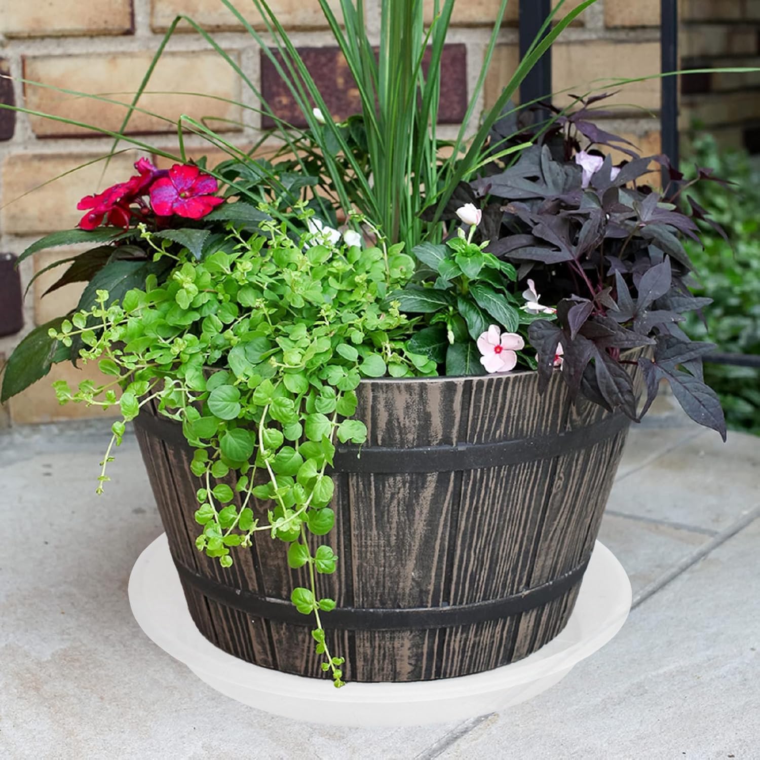 2 Stück 66 cm extra große transparente Pflanzen-Untersetzer, extra tief, 10,7 cm Tablett für Blumentopf, schwere stabile Pflanzen-Drainageschale für Innenräume, Vogeltränke, Pflanzteller, Wasserfänger