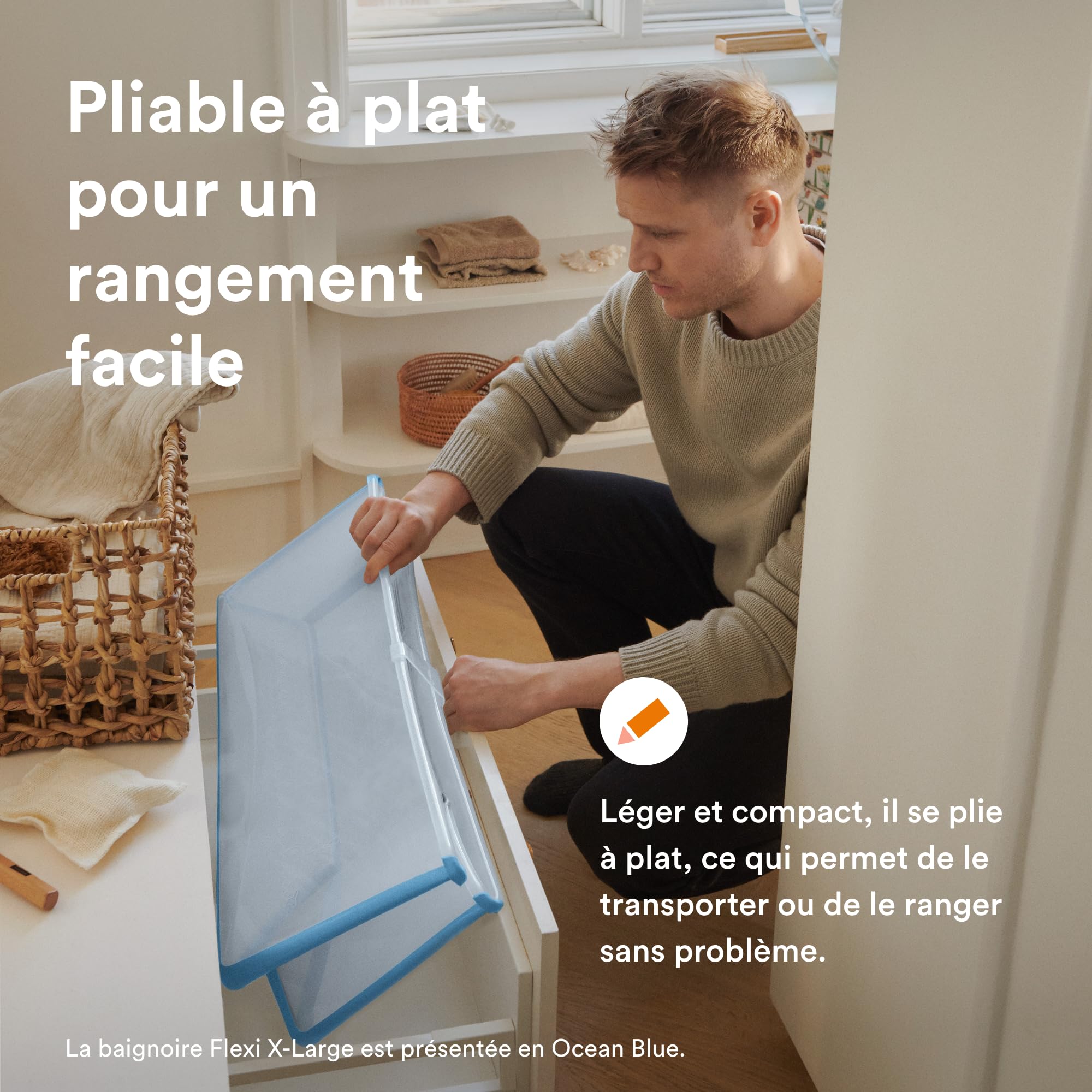 Stokke Flexi Bath X-Large Blanc Baignoire bébé pliable spacieuse légère facile à ranger 0-6 ans