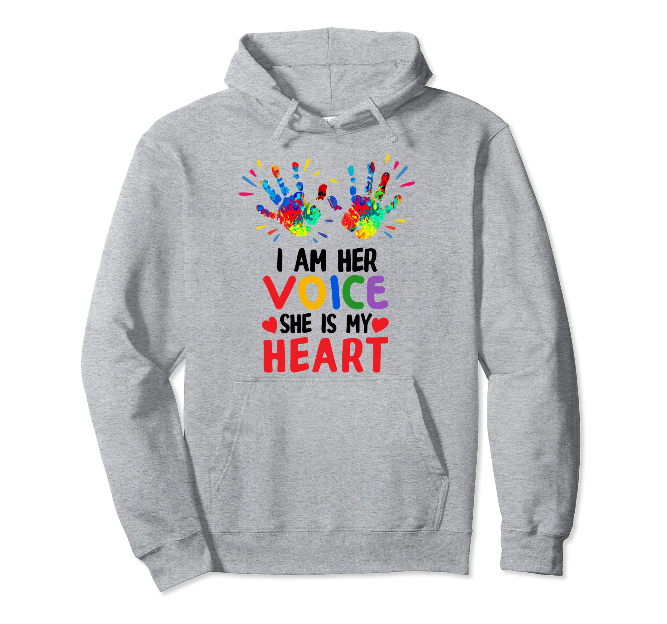 I Am Her Voice She Is My Sheart Autism AwarenessI Am Her Voice She Is My Sheart Cute Autism Awareness Pullover Hoodie