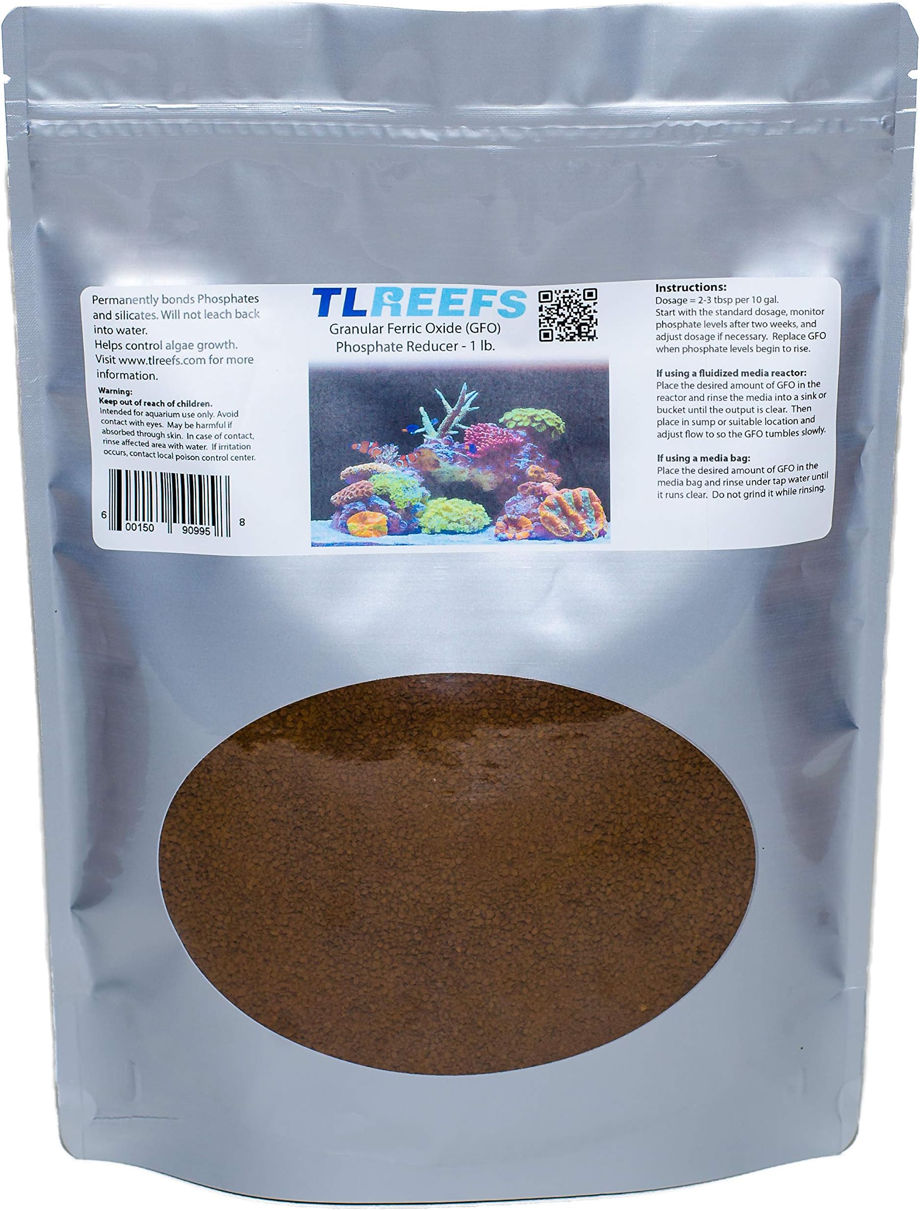 TL Reefs GFO Phosphate Remover, Granular Ferric Oxide, for Saltwater Aquariums (1lbs)