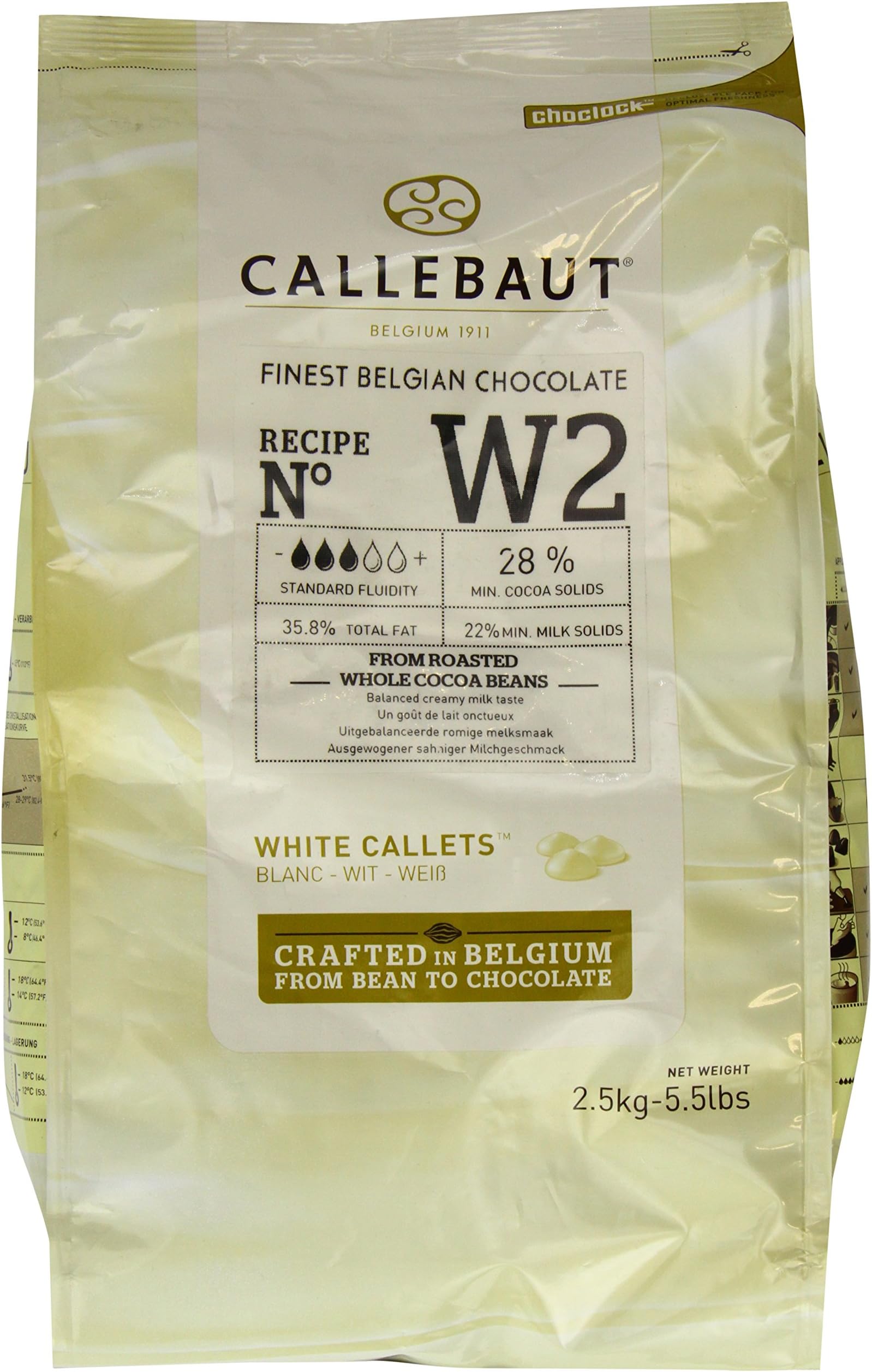 Callebaut W2 Finest Belgian White Chocolate Callets 28.0% Cocoa 2.5kg