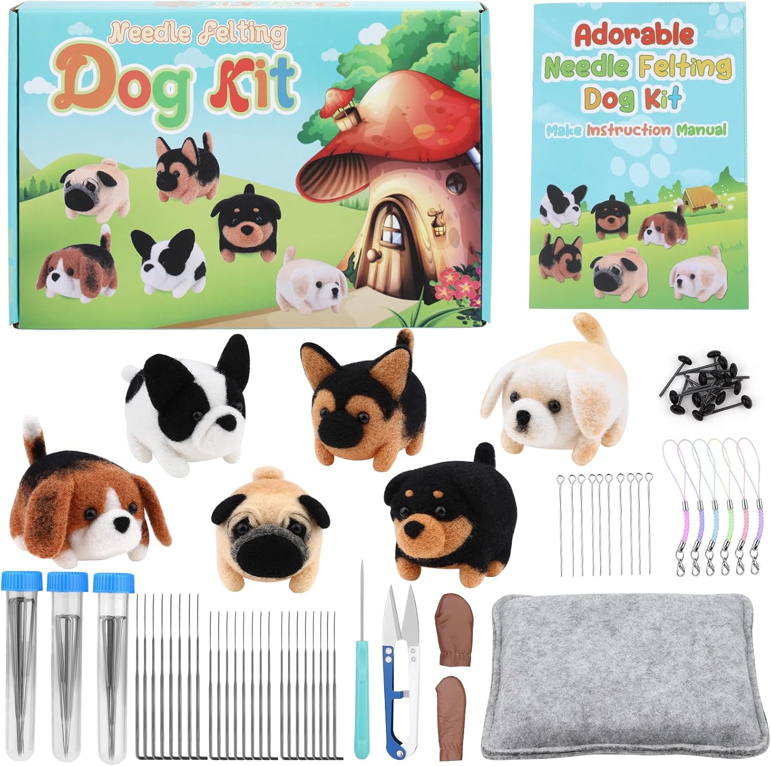 IMZAY Needle Felting Kit for Making 6 Dog Wool Felting Tools Set with