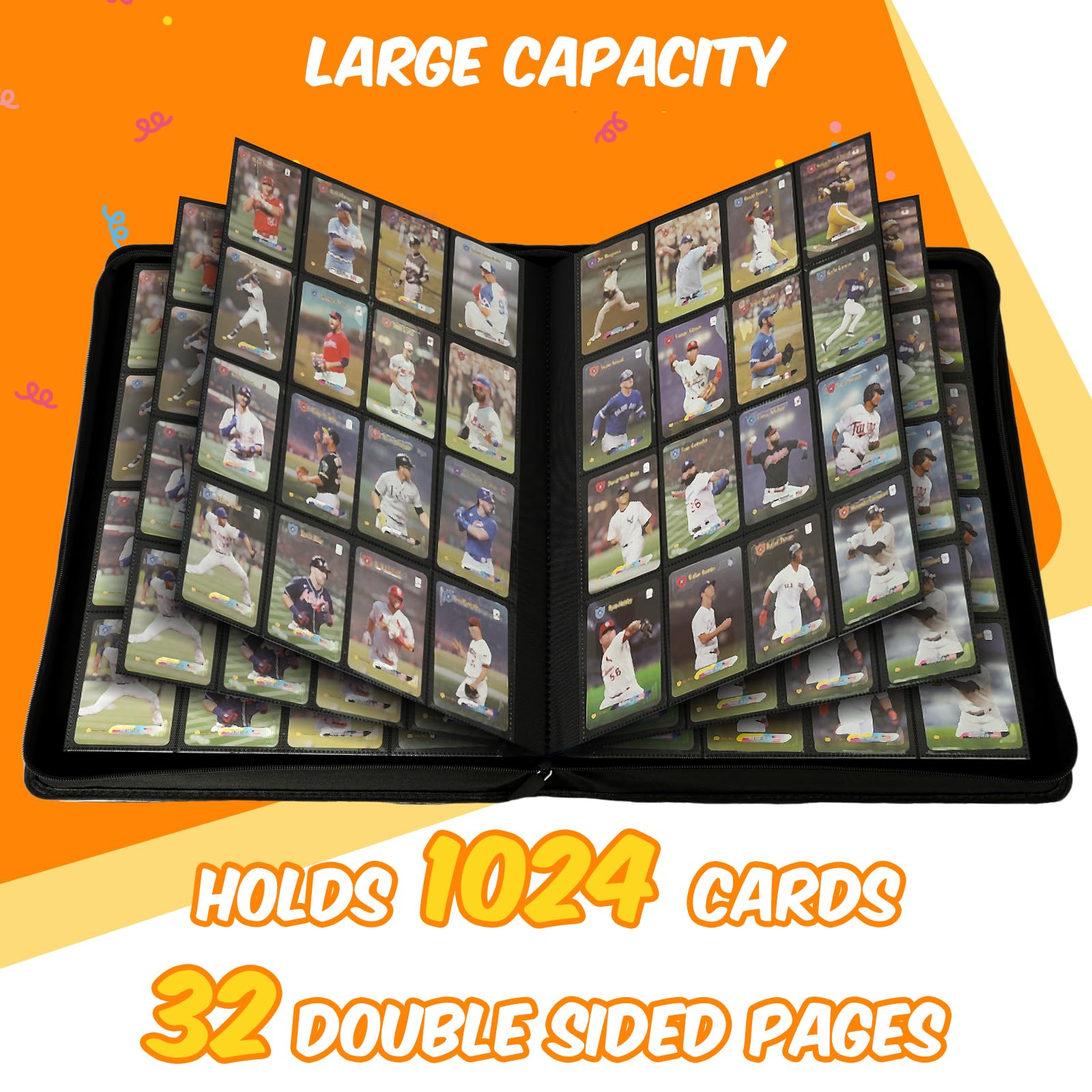 Carpeta de tarjetas de alta calidad con 16 bolsillos, más de 1000 tarjetas, cubierta de poliuretano, carpeta de tarjetas de intercambio de carga lateral, carpetas para MTG, TCG, tarjetas de juego y