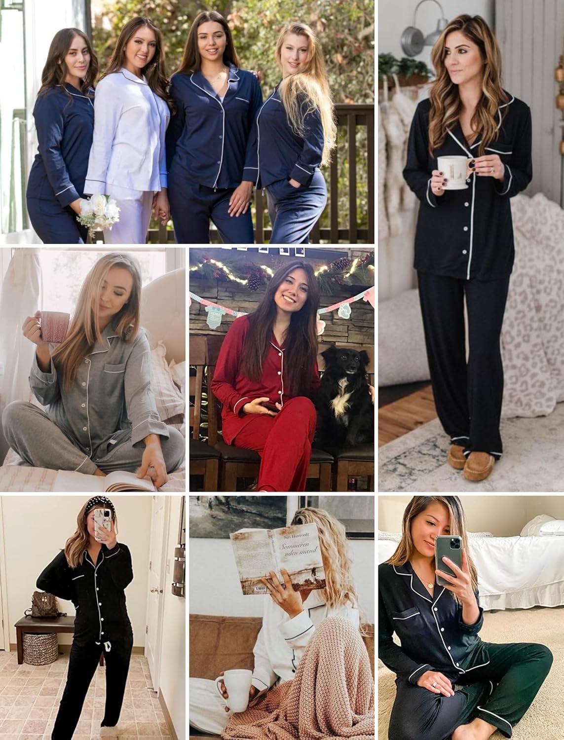Leikar Button Up Pajama Set For Women Long Sleeve Shirt And Pajama Pants Soft Pjs Lounge Sets - Image 5