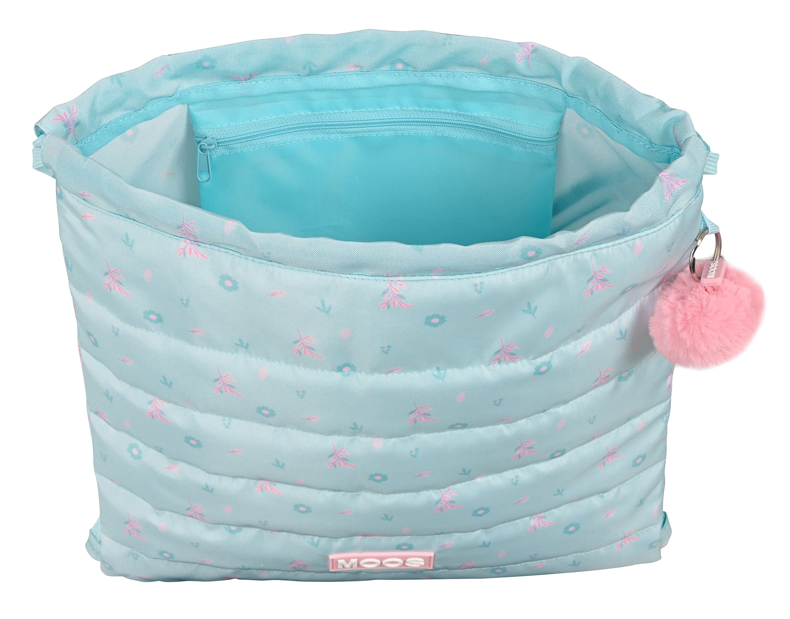 Sac à Dos Scolaire Enfant MOOS - 30x14x46 Cm - Bleu Turquoise - Porte-bouteille Inclus