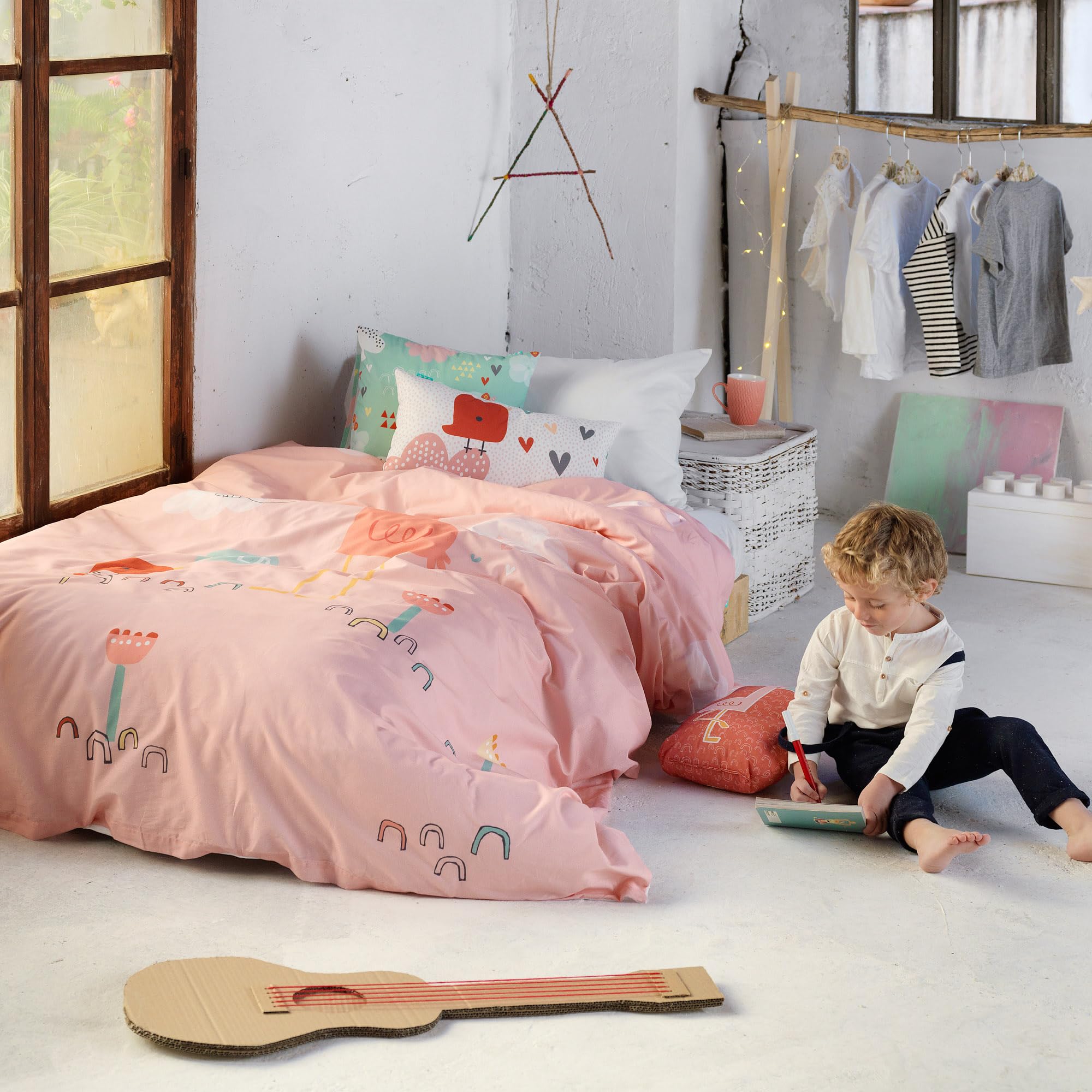 Parure de couette Hola 2 pièces 155x220 cm pour lit simple de 80 ou 90 cm