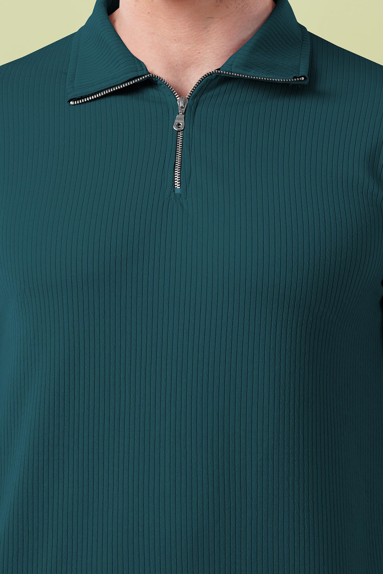 KAJARU Men's Quarter Zip Pullover T-Shirt, Cable Knit Pattern, Full Sleeve (in, Alpha, XL, MOREPINCH) - Image 3 thumbnail