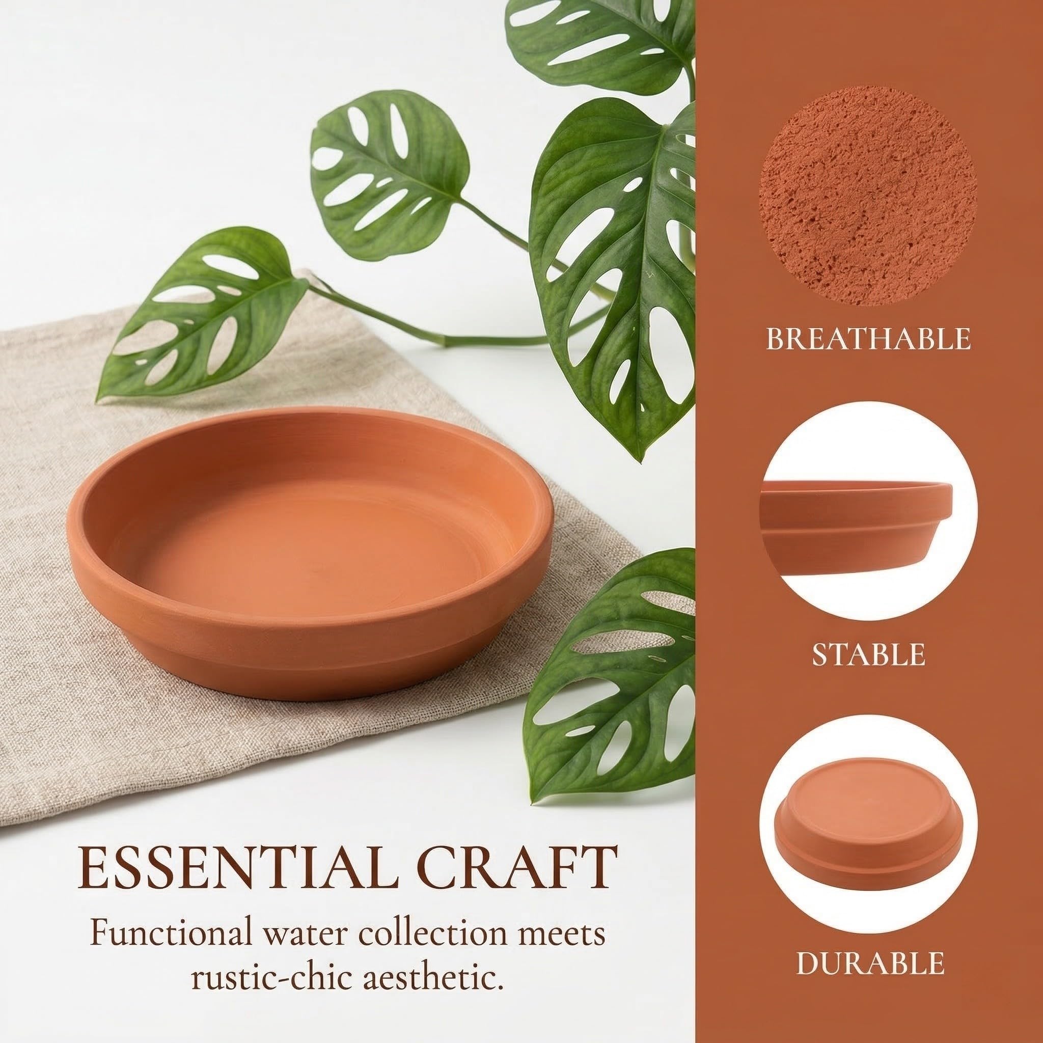 iplusmile 12 Pezzi Sottovaso Rotondo in Terracotta per Vaso da Esterno, Raccoglie Acqua in Eccesso e Previene umidità, Elegante Vassoio per Piante da Balcone e Giardino