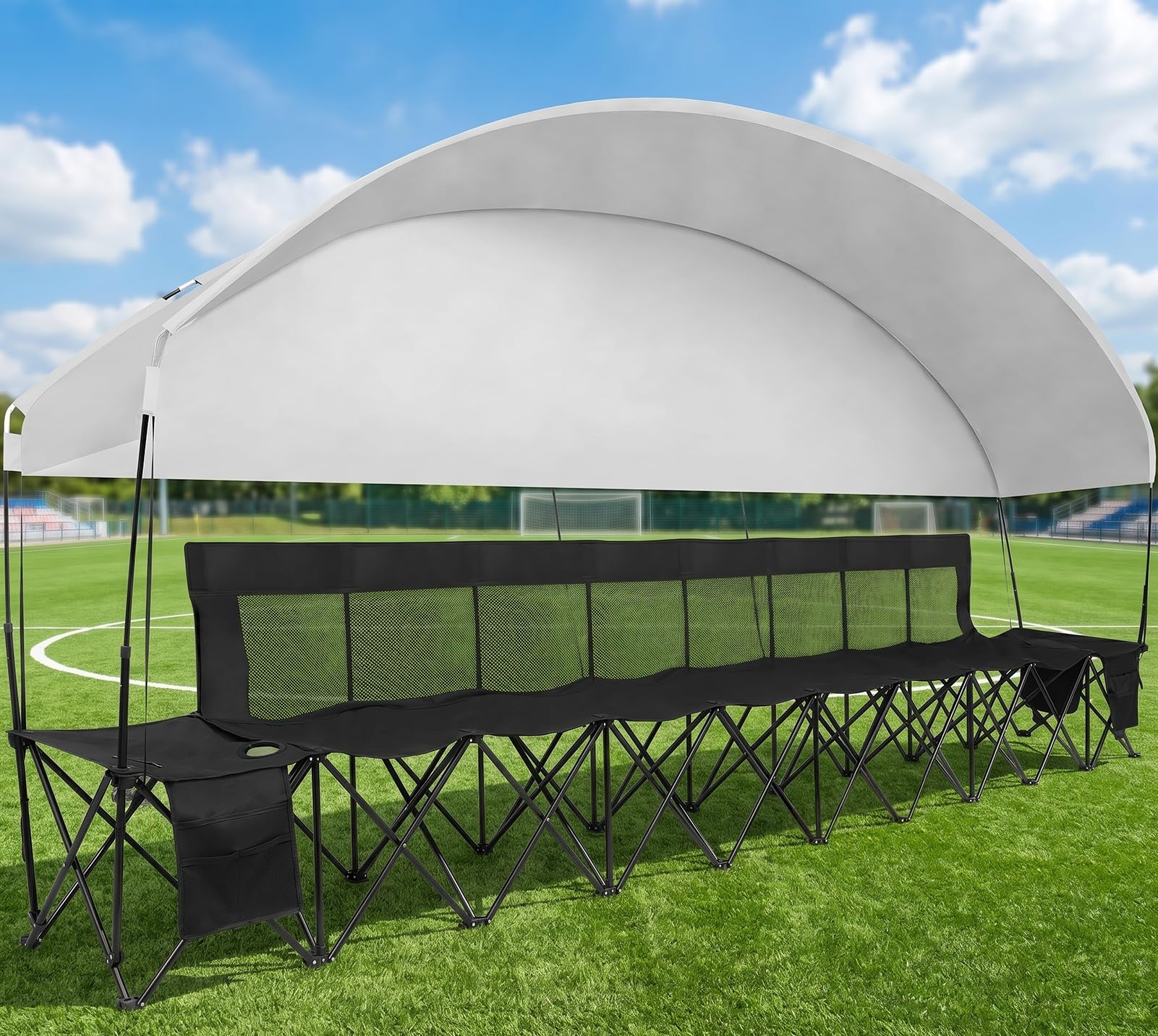 View 1 of 1MORE 8-Seat Soccer Bench with Canopy