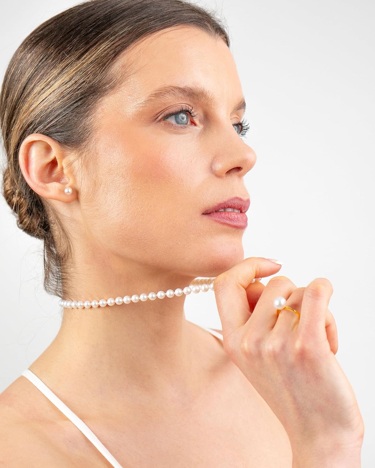 Women Pearl Stud Earrings. Fresh Water Cultured Pearls Button Shape Secret & You | 925 Sterling Silver Mounts | Available in 10 sizes from 4 mm to 13 mm - Image 7