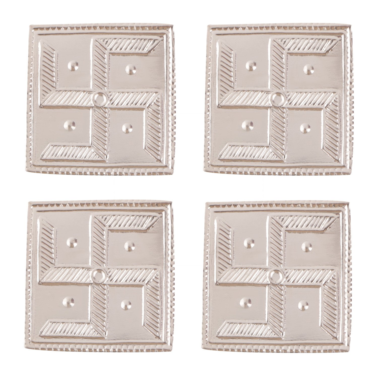 Osasbazaar Pure Silver Swastik for Puja, Temple at Home, Workplace and Gifting - 97%-99% Pure, Silver Color, Set of 4