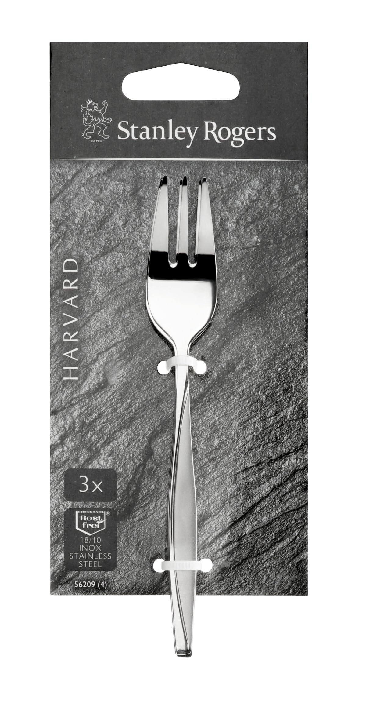 Set 3 Forchette Da Dolce Stanley Rogers Harvard - Acciaio Inossidabile 18/8, Lavastoviglie