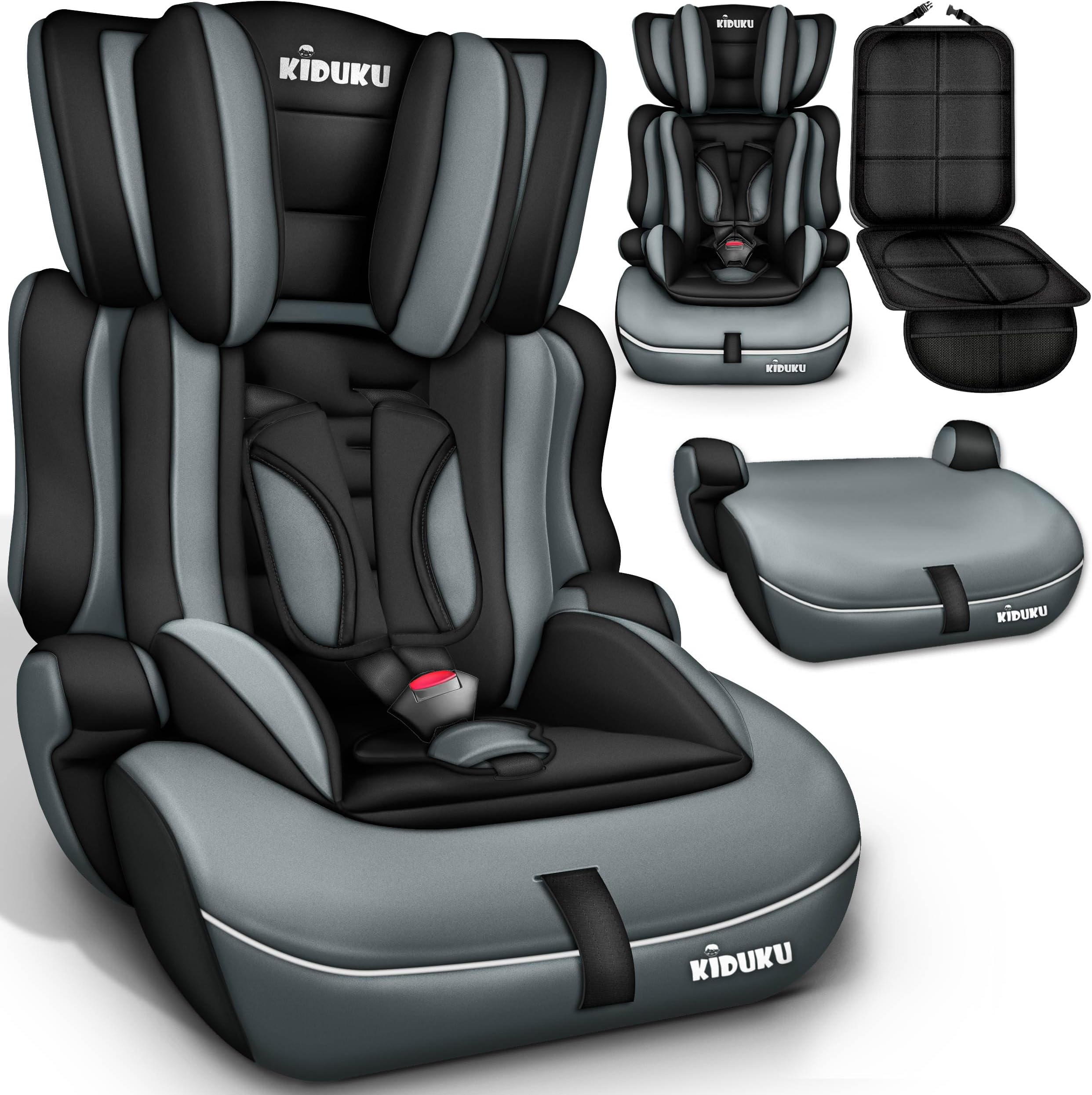 Safety Car Seat | Booster Seat | 3 in 1 | for Childs and Babys from 9-36 kg (20 lbs - 80 lbs) or 1-12 Years | Convertible, universal | approved to ECE R44/04 | Group 1 + 2 + 3 | black/grey