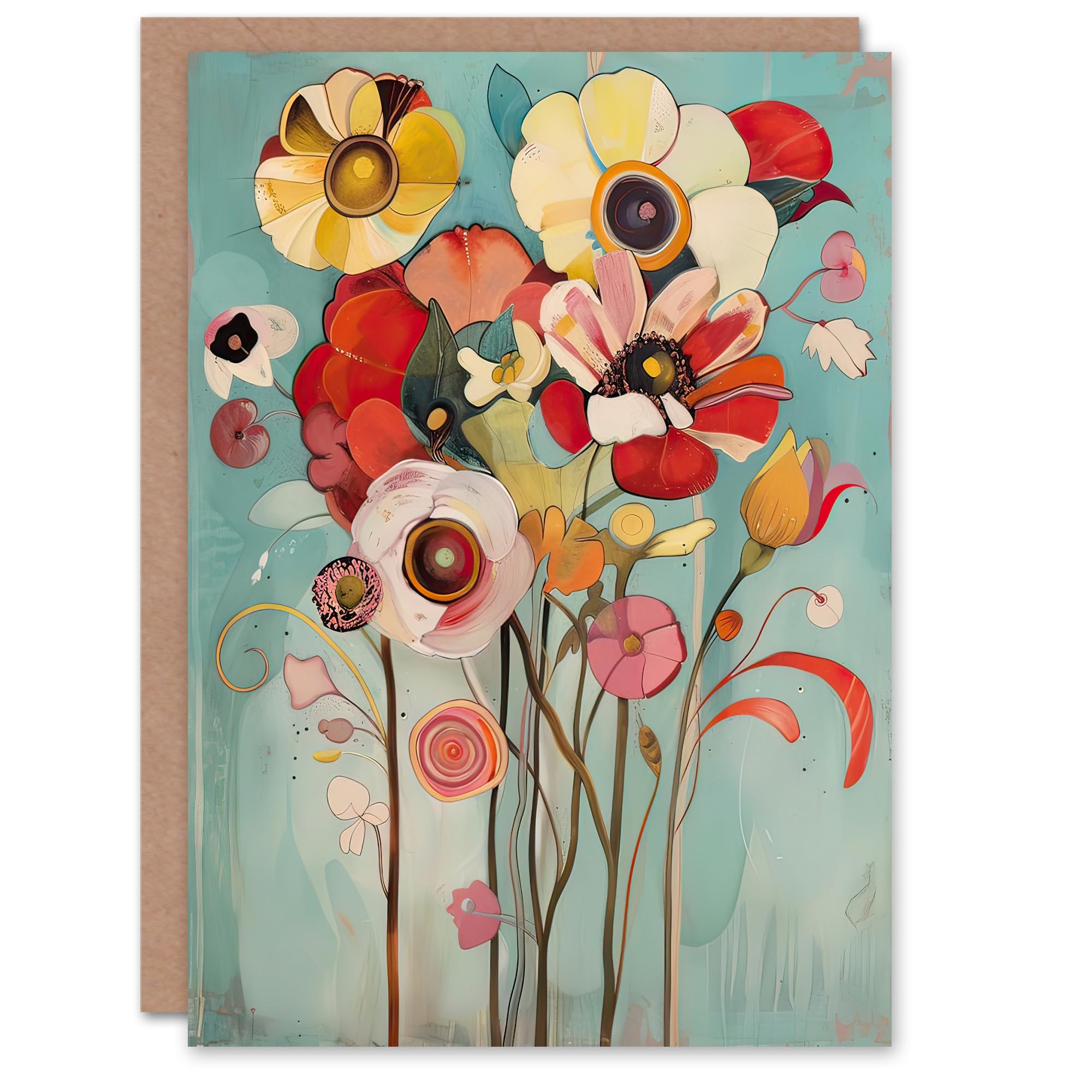 Artery8 - Greeting Card - Abstract Wildflower Bouquet Painting