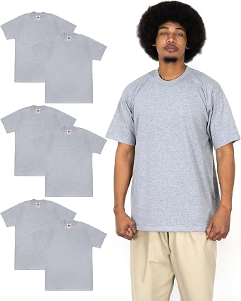 FB County Heavy Hard T-Shirt, 6 Pack, Thick Cotton, Crew Neck | 100% Thick Cotton, Heavyweight, Crew Neck, Reinforced Collar, True to Size, for Men & Women