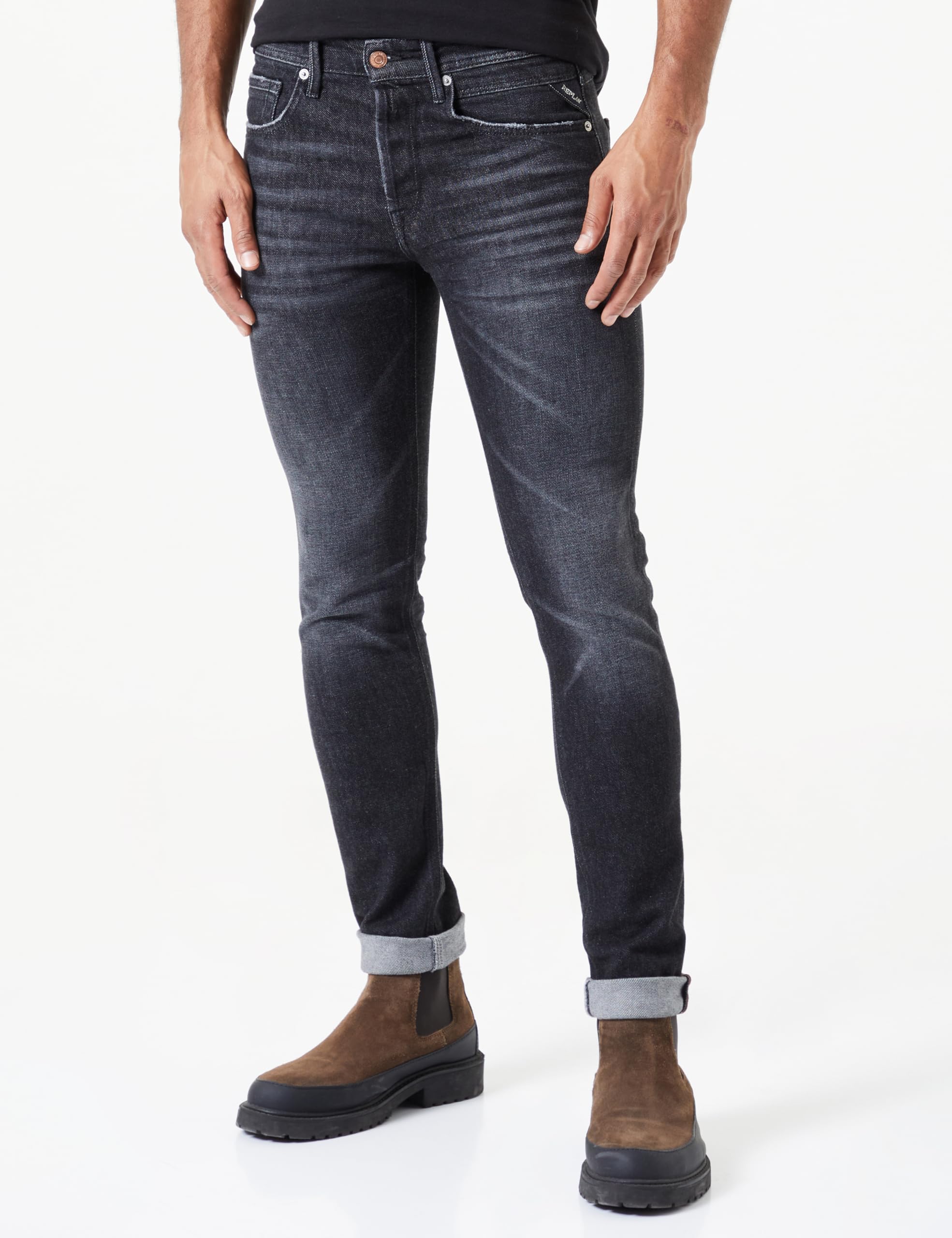 Replay Herren Jeans Willbi Regular-Fit, Black Delavè 099-1 (Schwarz), 36W / 34L
