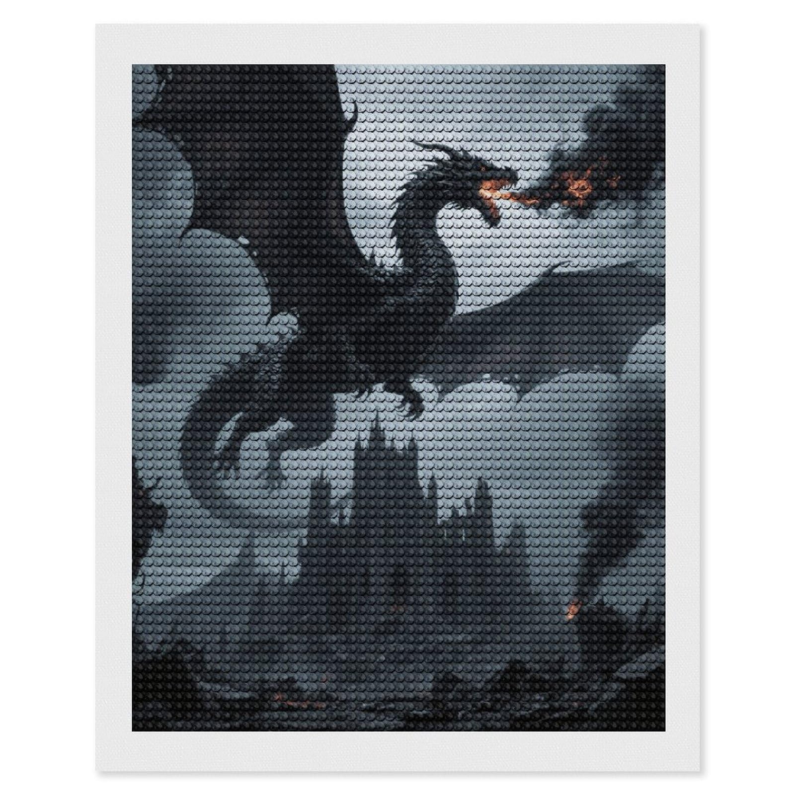 Peinture diamant 5D dragon noir en grand format avec outils complets - 8