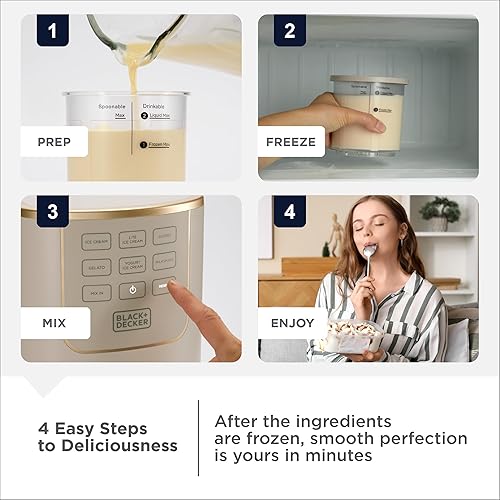 Miniatura 9 de BLACK+DECKER Máquina de helados para golosinas congeladas caseras, gelato, sorbete, batidos, yogur congelado, helado ligero, mezclas, sin lácteos,