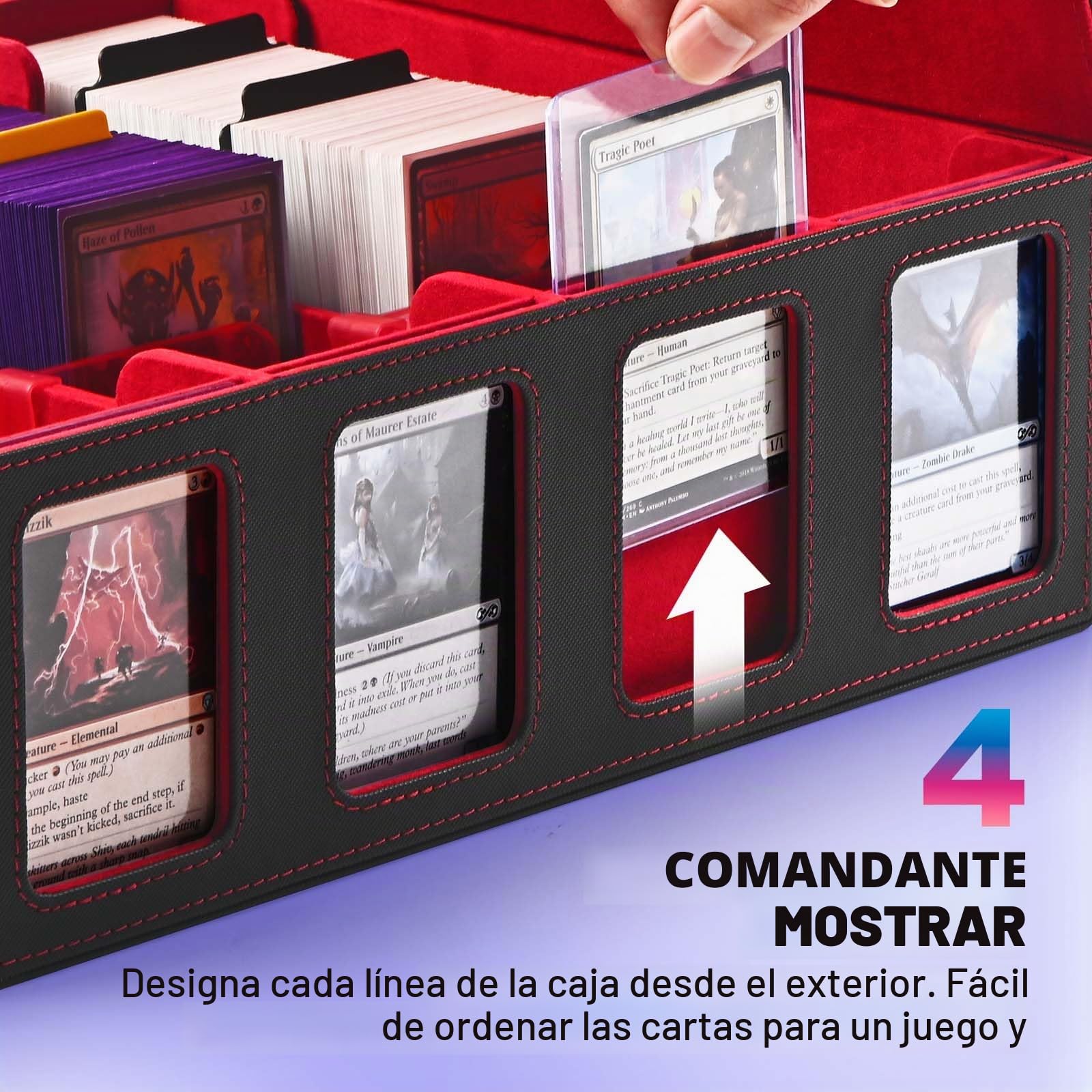 Caja de almacenamiento de cartas coleccionables UAONO para exhibición Commander, caja de cubierta MTG de 2400+ con 4 cargador superior, estuche para cartas TCG que se adapta a cartas Magic PTCG