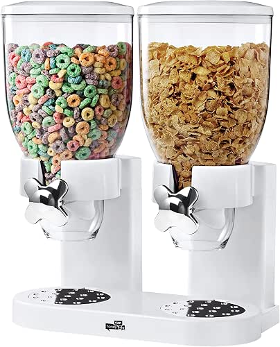 Zevro /GAT201C Indispensable Dry Food Dispenser, Dual Control, White/Chrome