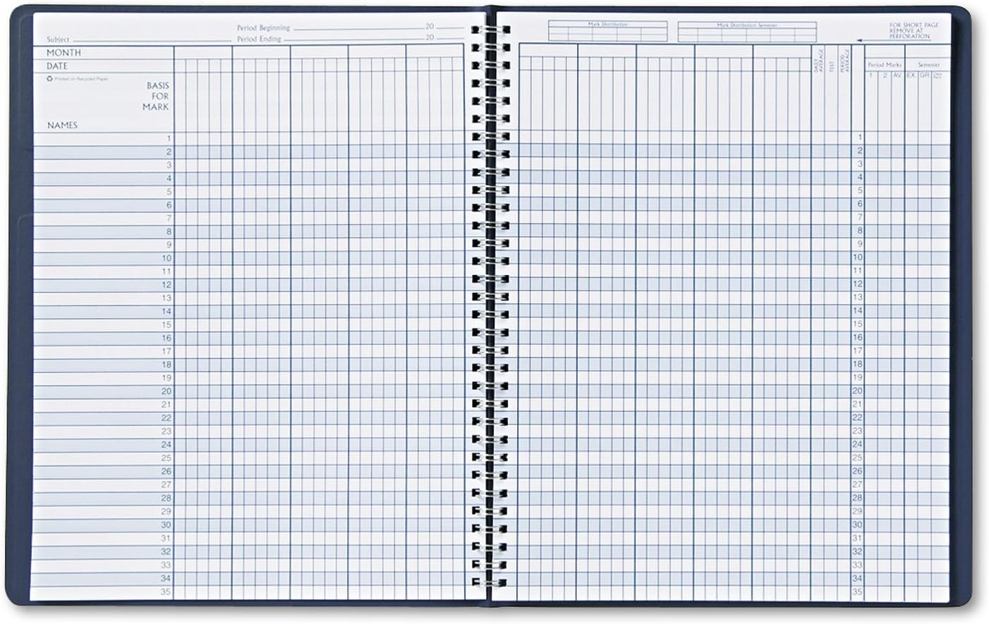 House of Doolittle 51407 Class Book, Embossed Leather-Like Cover, 11 x 8-1/2, Blue