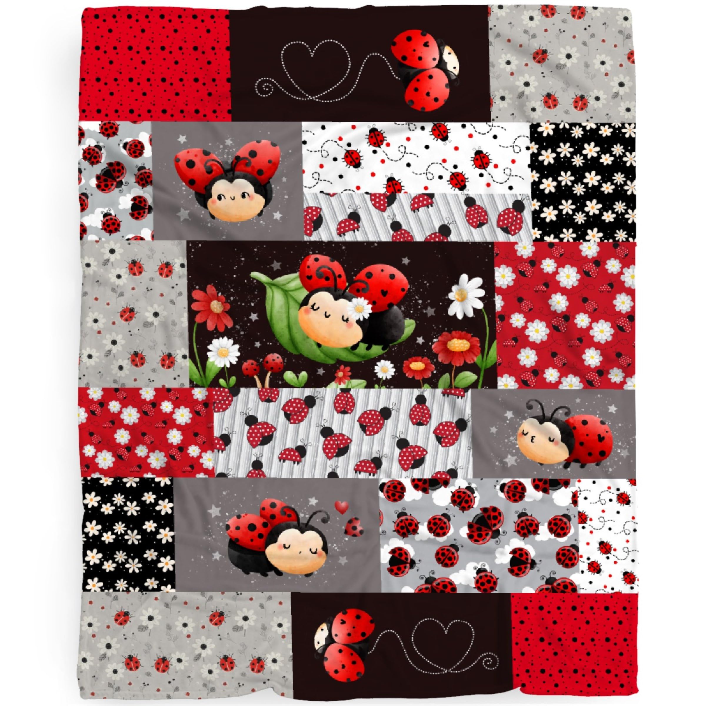 Lady-Bug Plaid Baby Blanket Gifts Super Soft Lady-Bug Toddler Blanket for Boys Girls, Newborn, Infant Nursery Crib 30x40 in for Pet/Toddler
