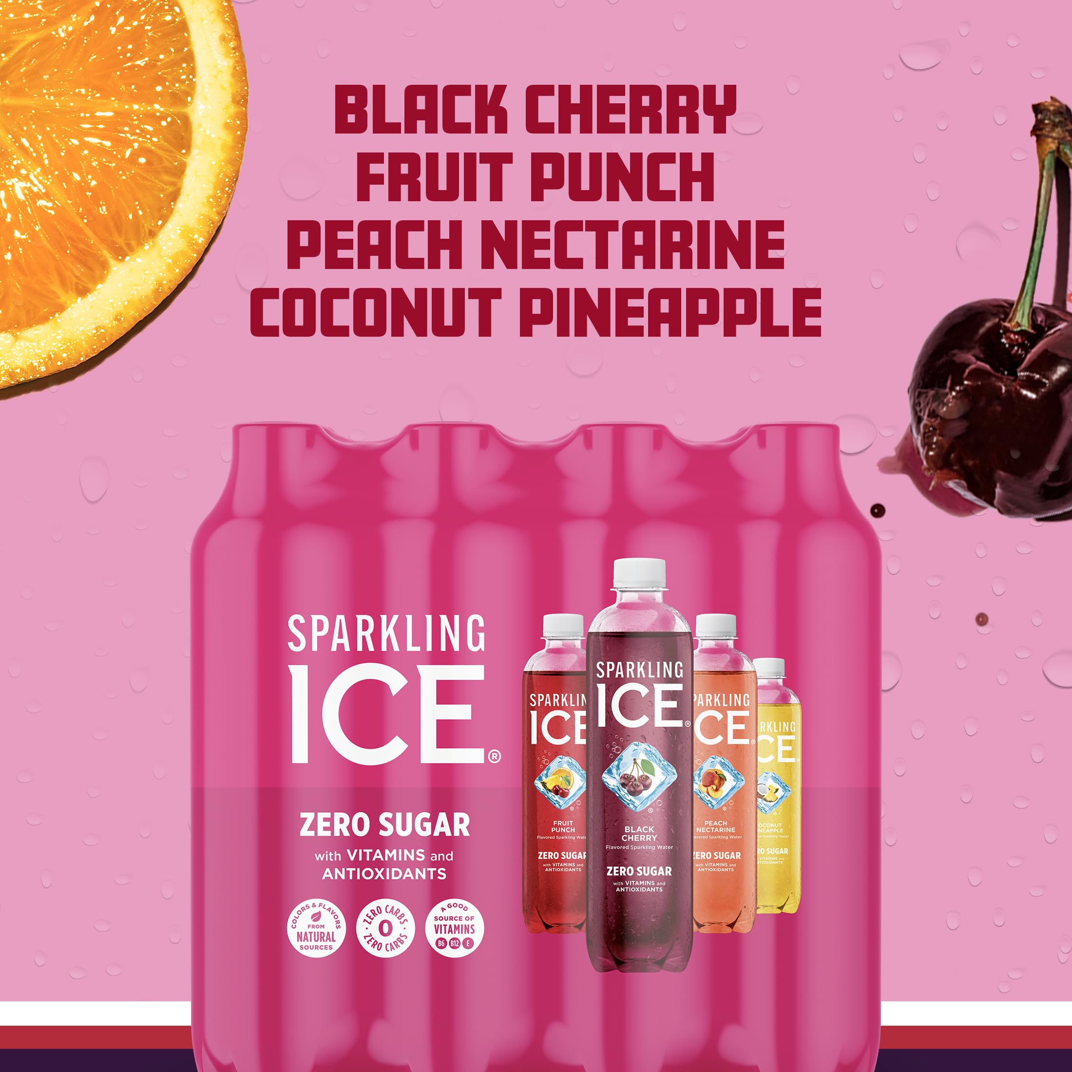 Amazon.com: Sparkling Ice Pink Variety Pack, Flavored Sparkling