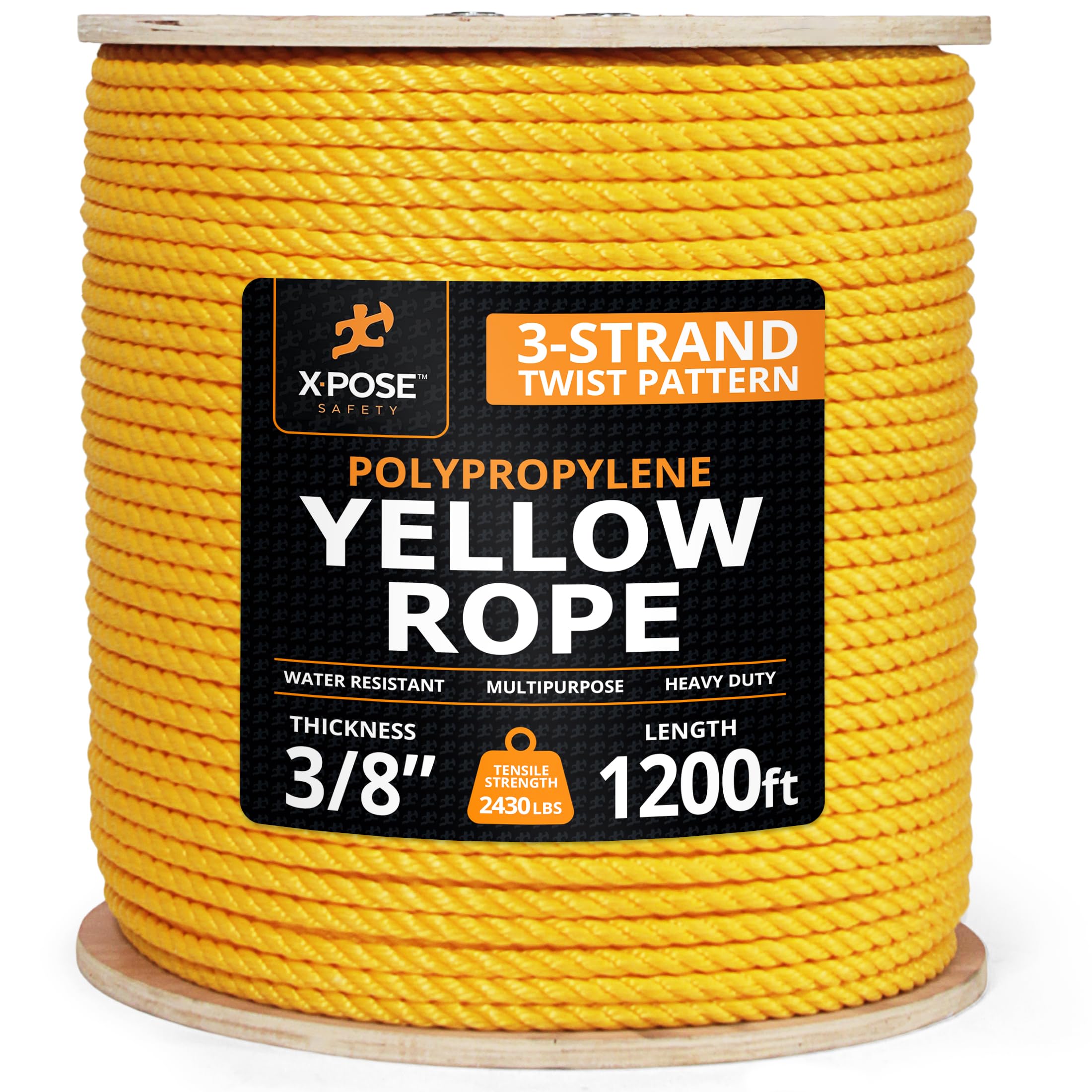 Snapklik.com : Yellow Twisted Polypropylene Rope, 3/8